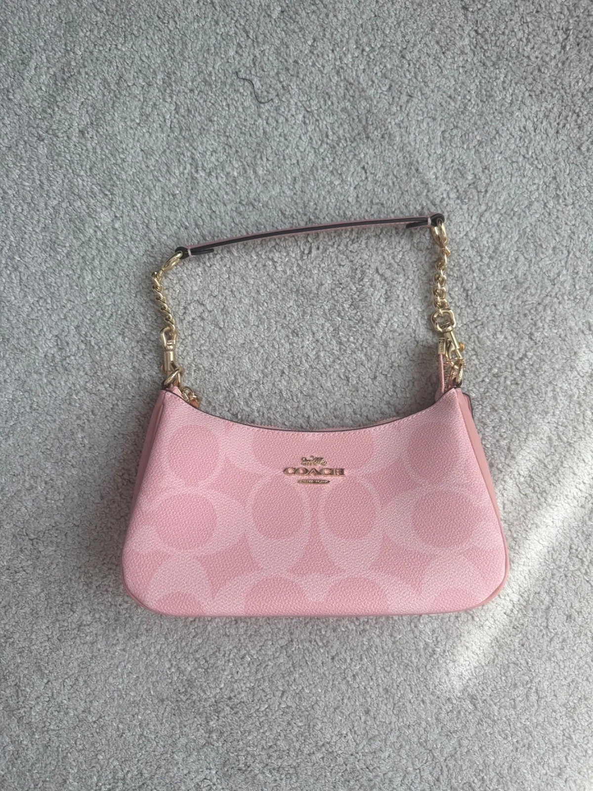 COACH Teri Shoulder Bag In signature canvas/Gold/Powder Pink New CAL51