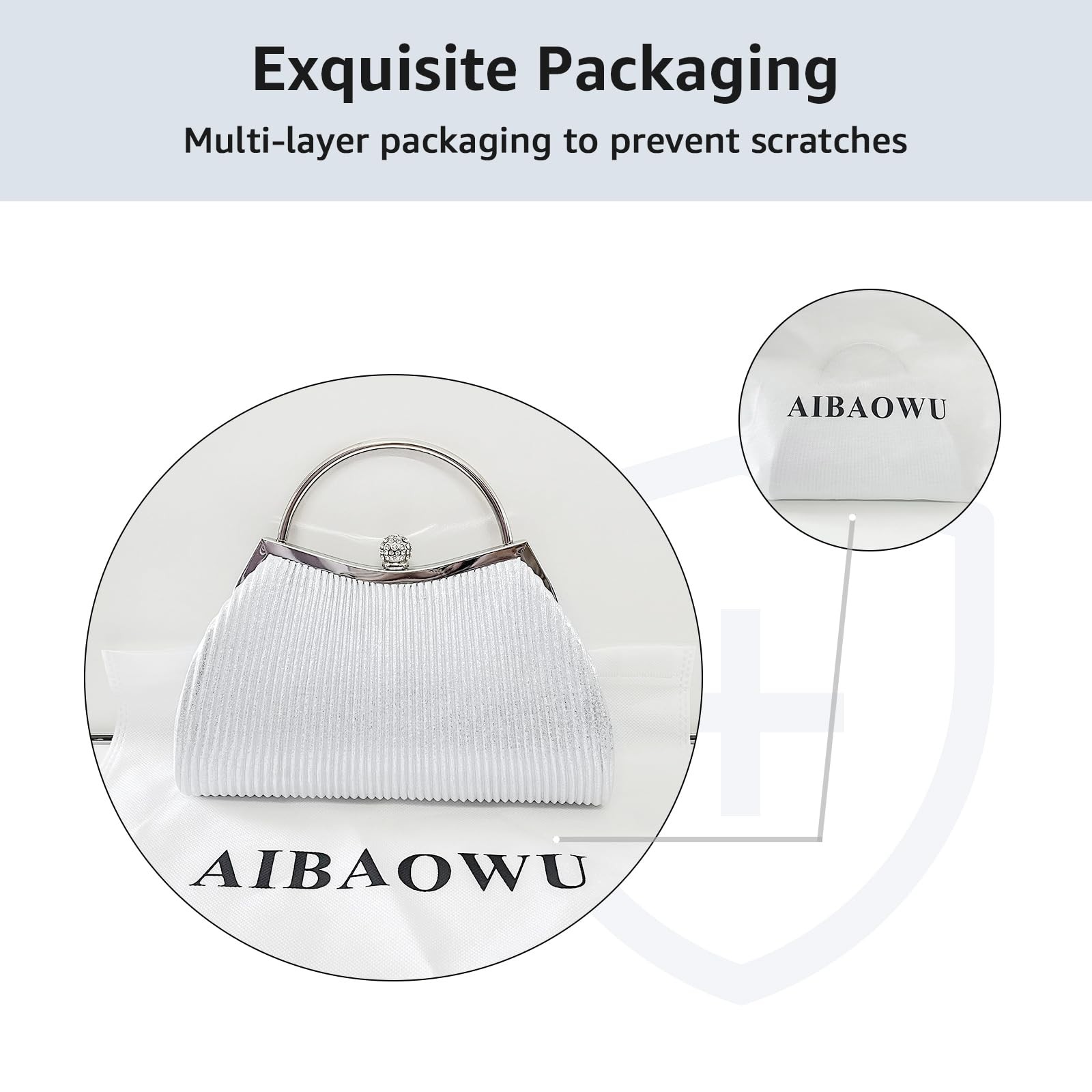 AIBAOWU Evening Bag for Women Sparkly Silver 9.3 x 7.7 x 2 inches, Y
