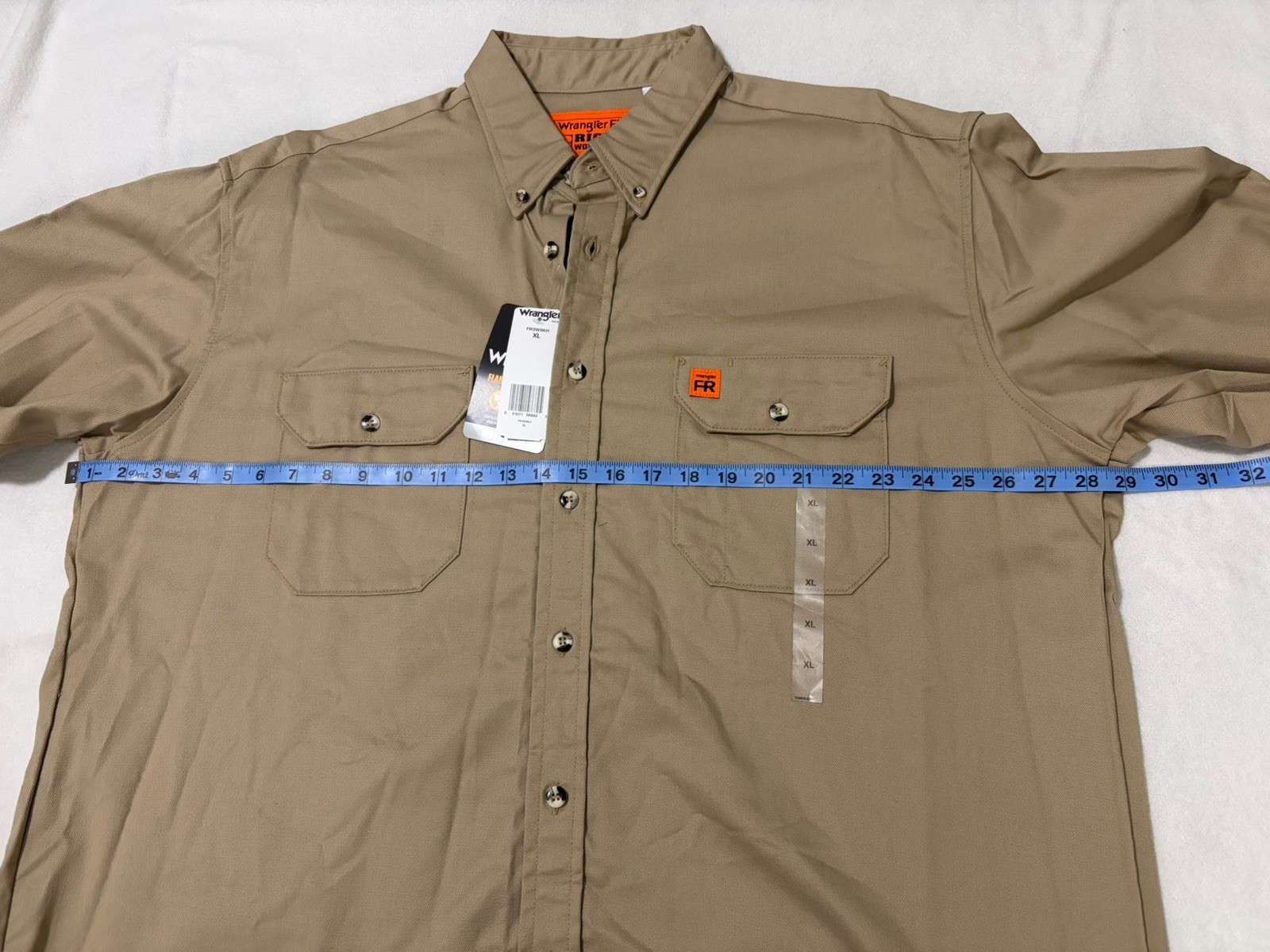 Wrangler Men FR Long Sleeve Button Down Work Shirt – XL Brand new, tags intact.