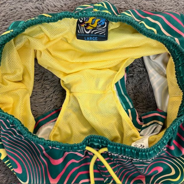Killer Acid Board Shorts Mens Size XL No Bad Trips Green/Yellow Swim Santa Cruz