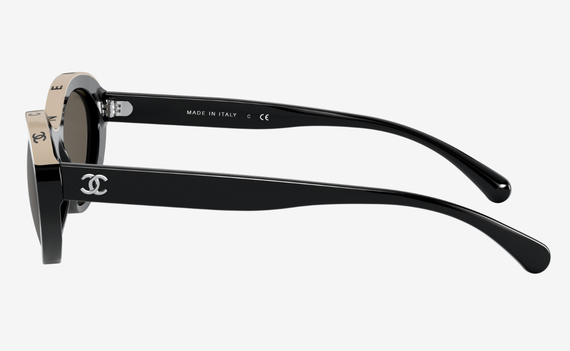 CHANEL CH5416 Beige & Black Acetate Oval Woman’s Sunglasses 57-18-145mm
