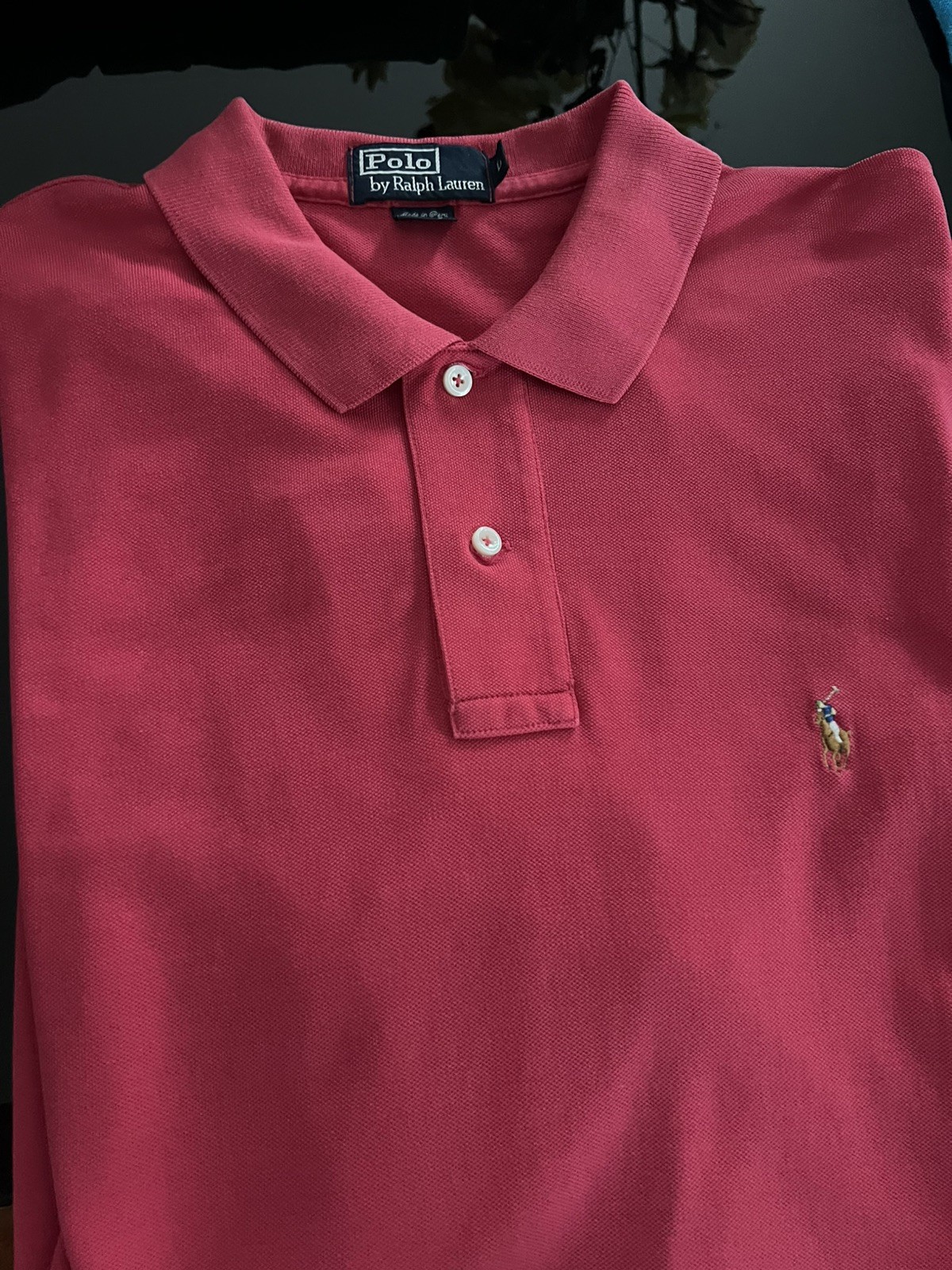 Polo Ralph Lauren soft red short sleeve polo collared shirt size L 100% cotton