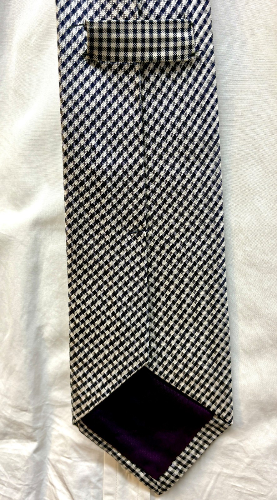 Ralph Lauren Purple Label Blue & White Check Silk Tie – England – $235.00