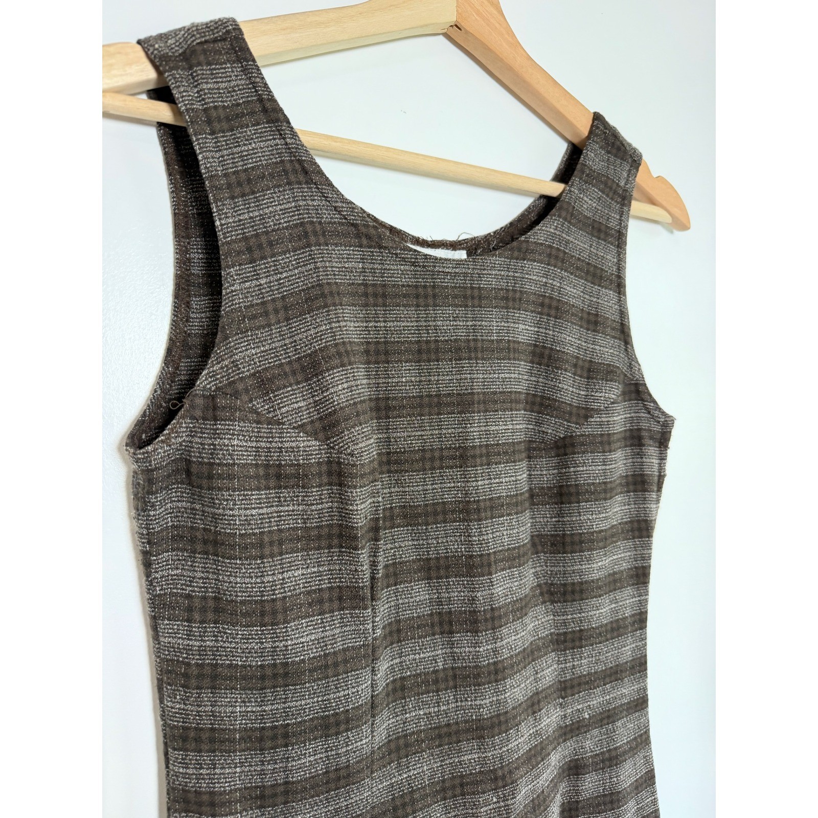 90’s Y2K Rampage Vintage Brown Plaid Sheath Mini Dress Sleeveless Made in USA 5