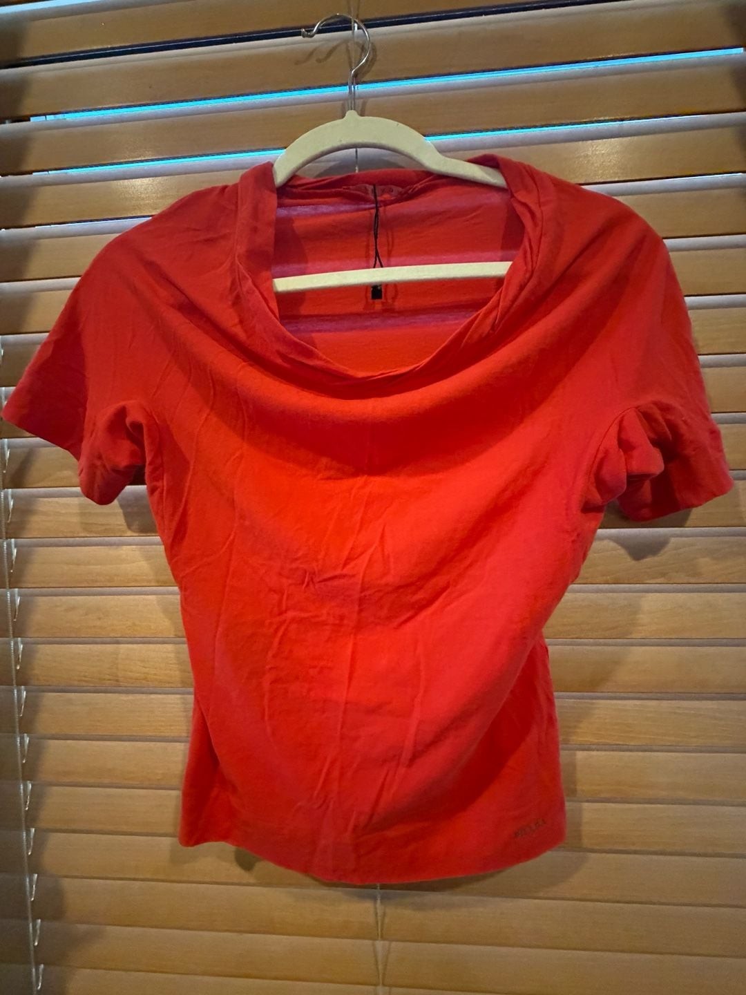 Prada Sport Red Coral Cowl Neck Stretch Top Y2K Athletic Athleisure