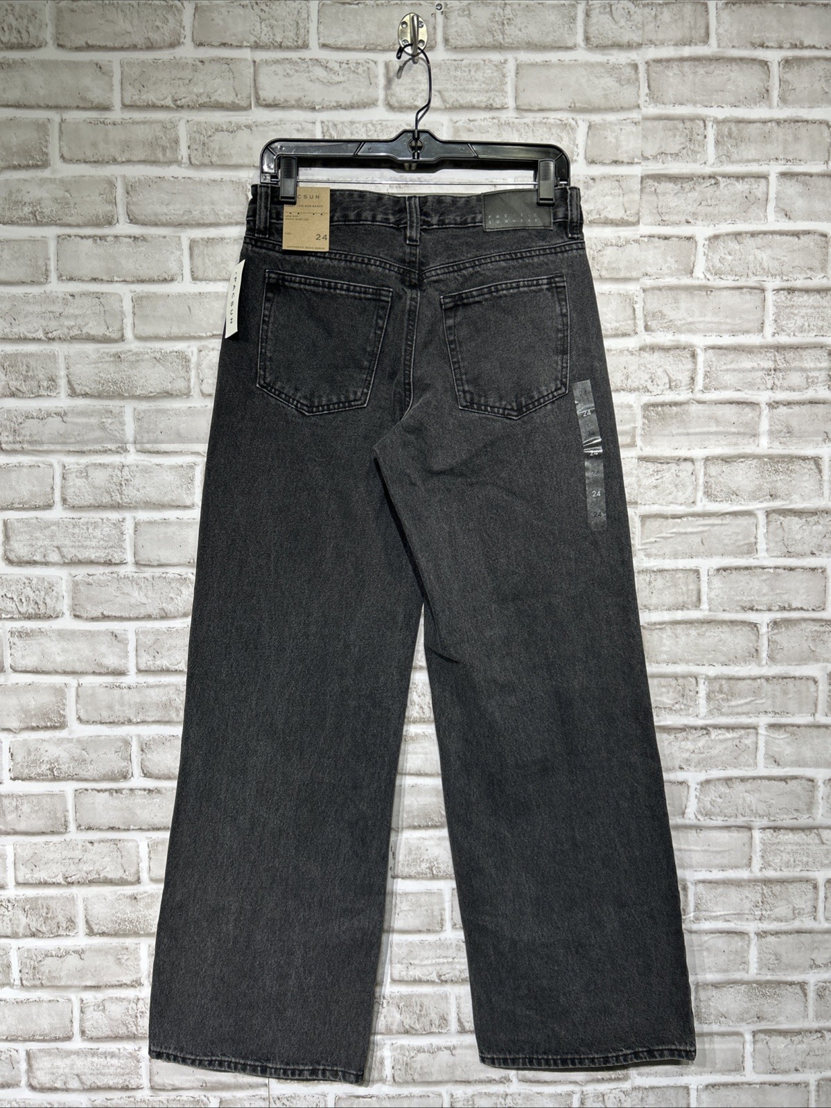 PACSUN Casey Low Rise Baggy Wide Leg Women’s Black Jeans Size 24 New