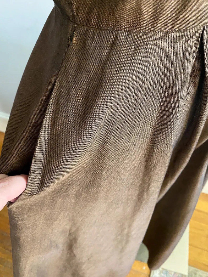 Cocoa Brown late 40s/early 50s Nantucket Naturals Metal Zip front day dress