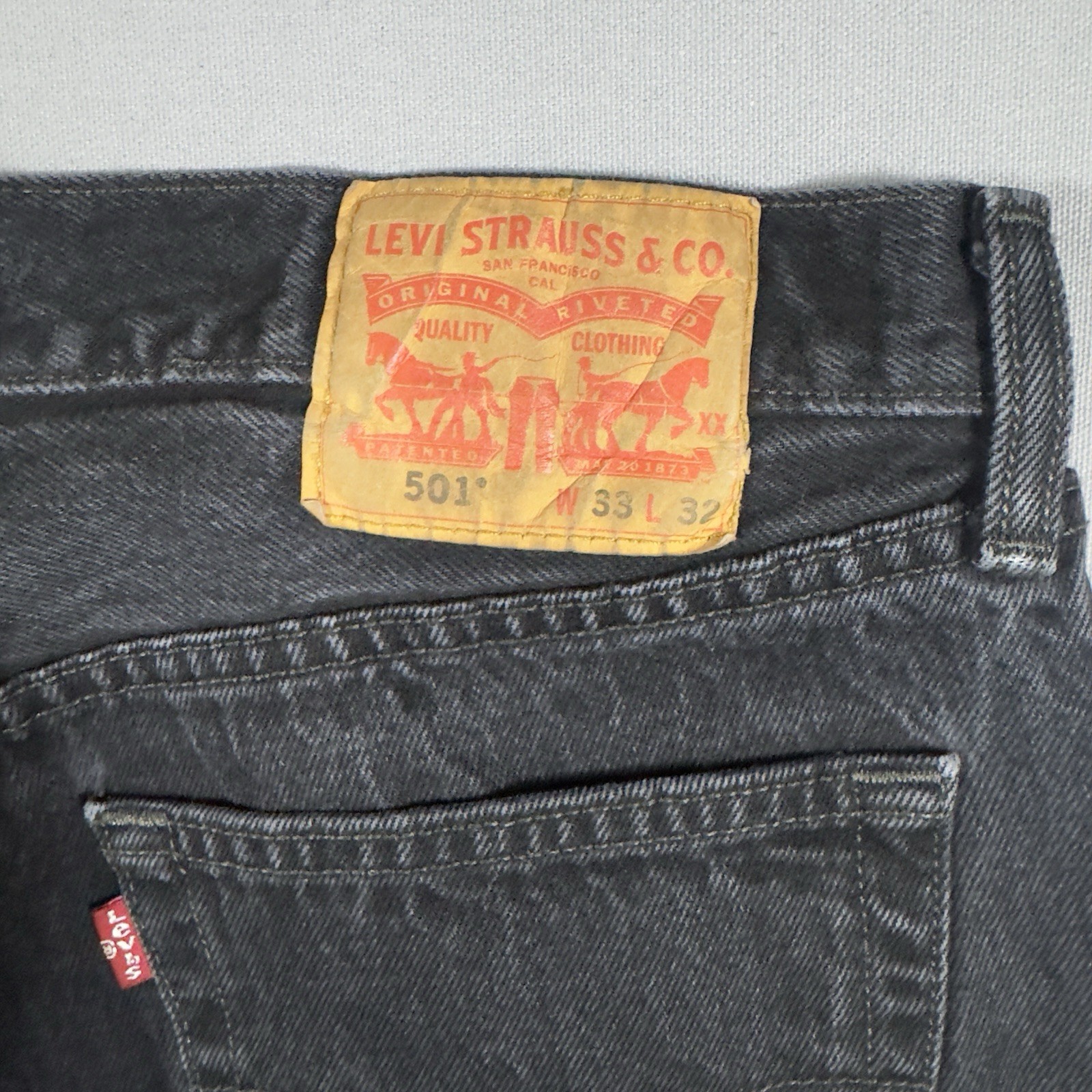 Levi’s 501 Original Fit Jeans Mens 33×32 Black Button Fly Straight Leg Cotton