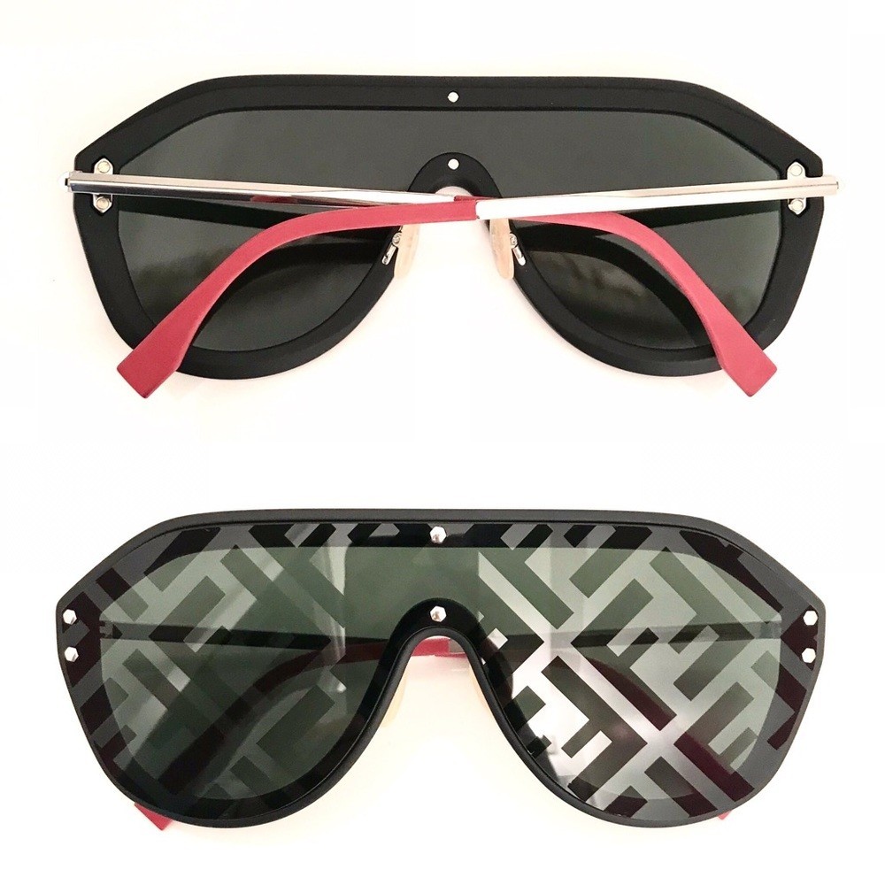 Fendi Men FF M0039/G 807 XR Shield Plastic Black Sunglasses