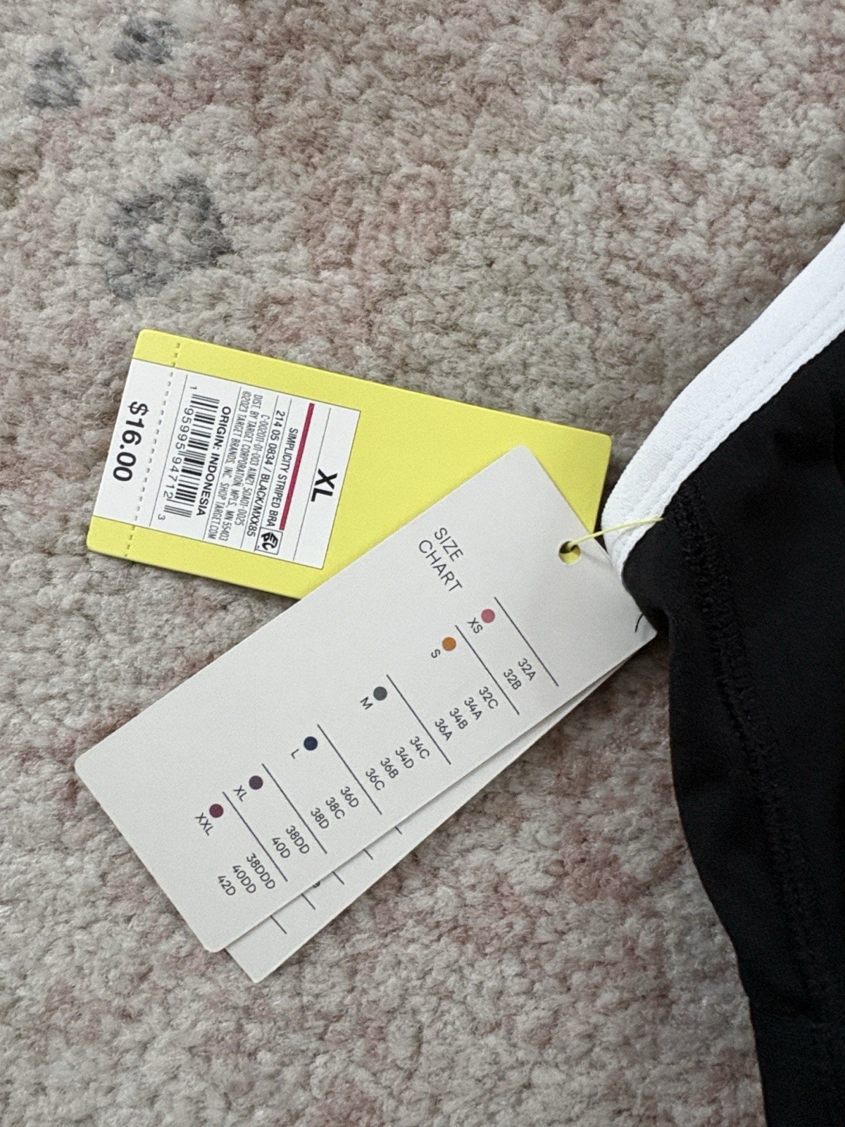 All in Motion Simplicity Light Support Crossback Sports Bra XL Black/White