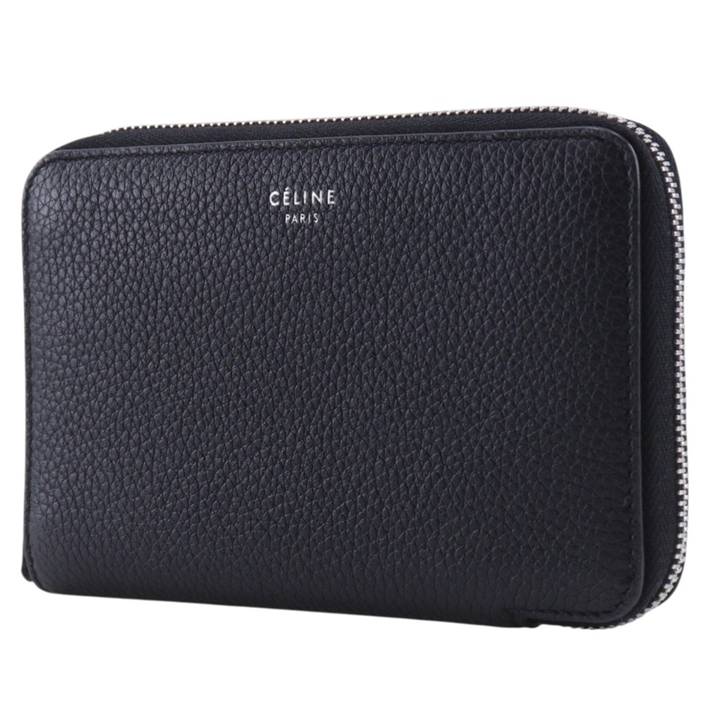 CELINE 104393AFE.38NO Medium Zip Around Bi-Fold Wallet black/yellow Calfsk…