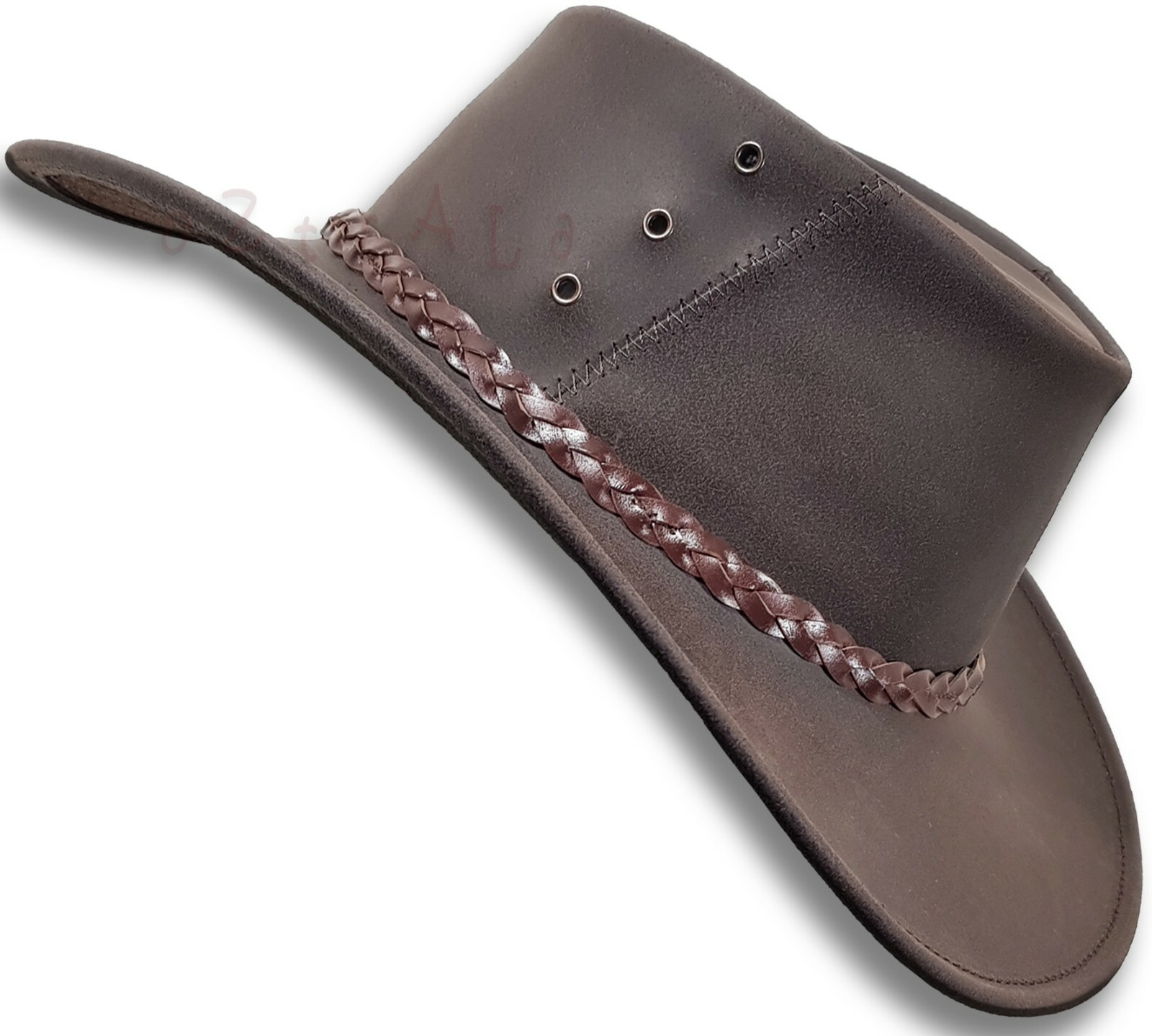 【oZtrALa】 Oiled KANGAROO Leather Hat Cowboy Outback Mens Black Jacaru AUSTRALIAN