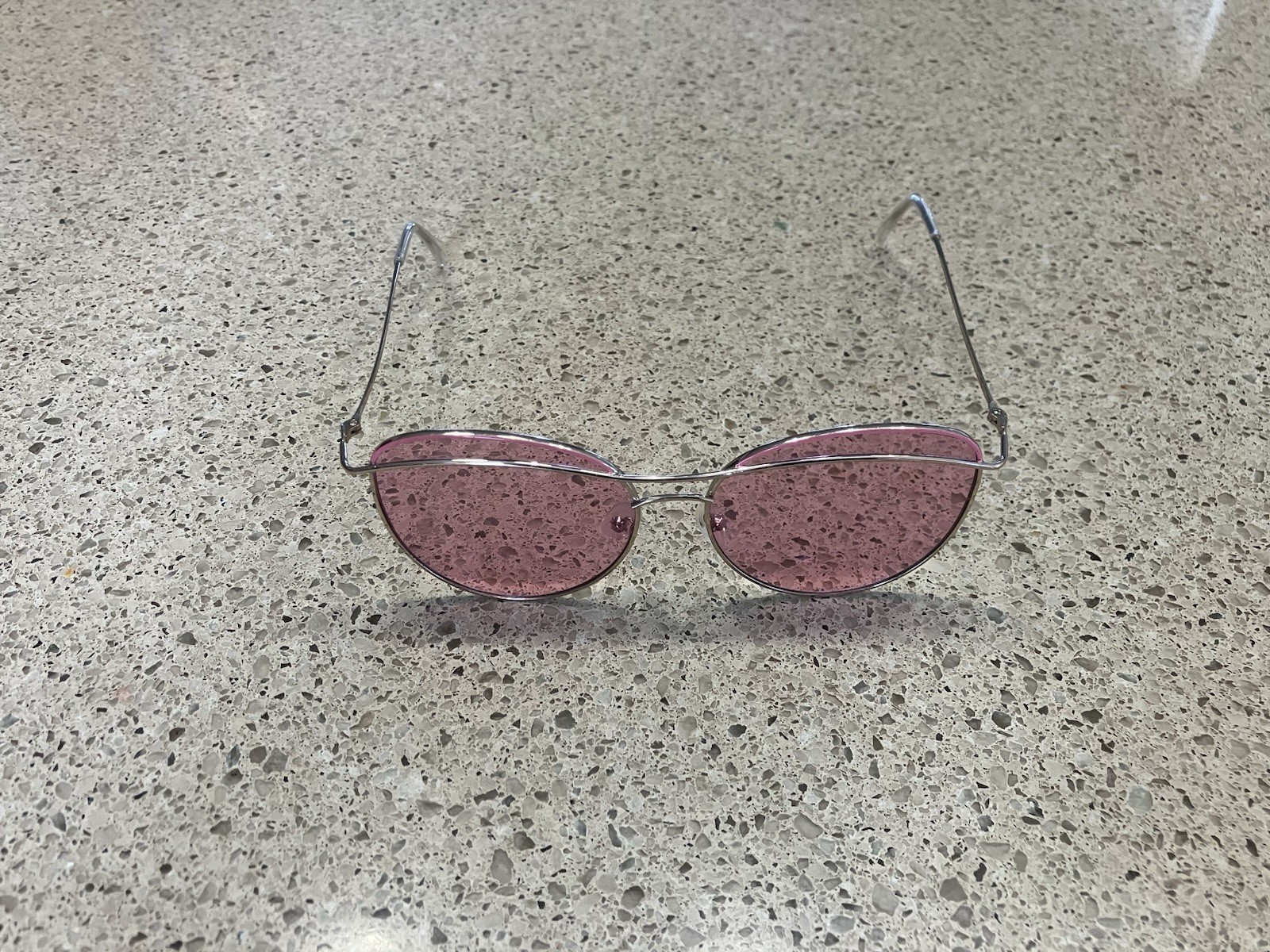 Unique Design Modern Frame Womens Silver & Pink Sunglasses
