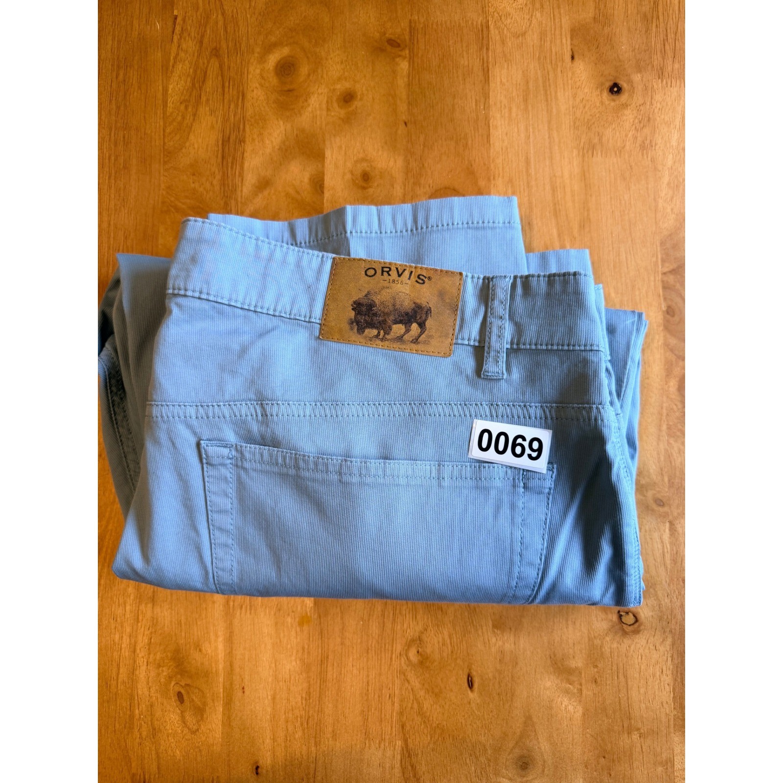 Orvis Mens Light Blue Fine Wale Corduroy Five Pocket Pants 38×32 Straight Leg