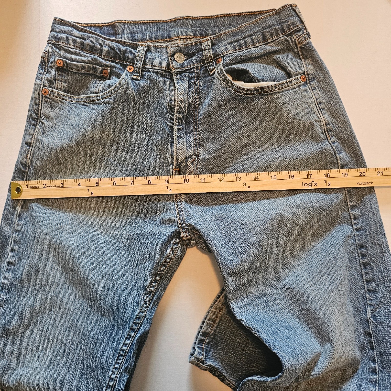 Levis 505 Regular Fit Straight Leg Blue Denim W32 L32 Wash Strech Classic