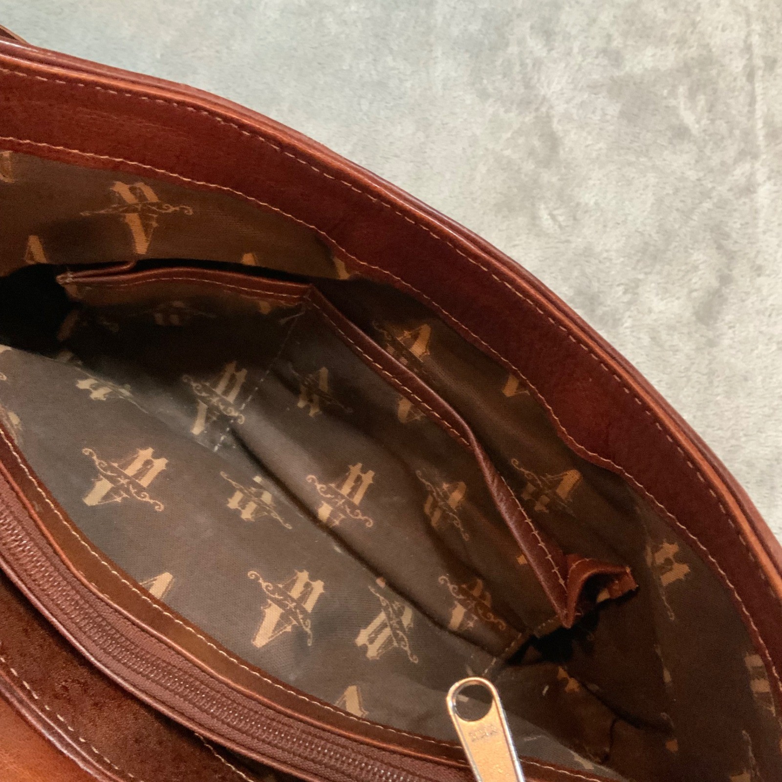 American West Tooled Leather Shoulder Bag Brown Western Buckle Star Studded Bag