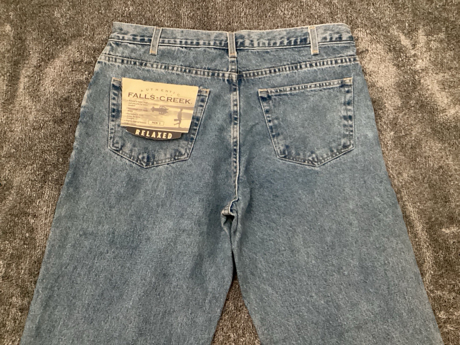 Falls Creek Relaxed Fit Jeans Mens Size 36×32 Cotton Stone Wash NEW