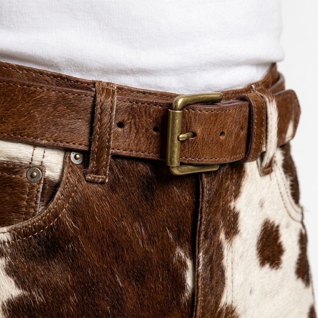 Men’s Genuine Hair-On Cowhide Pants – Western Style Leather Wear