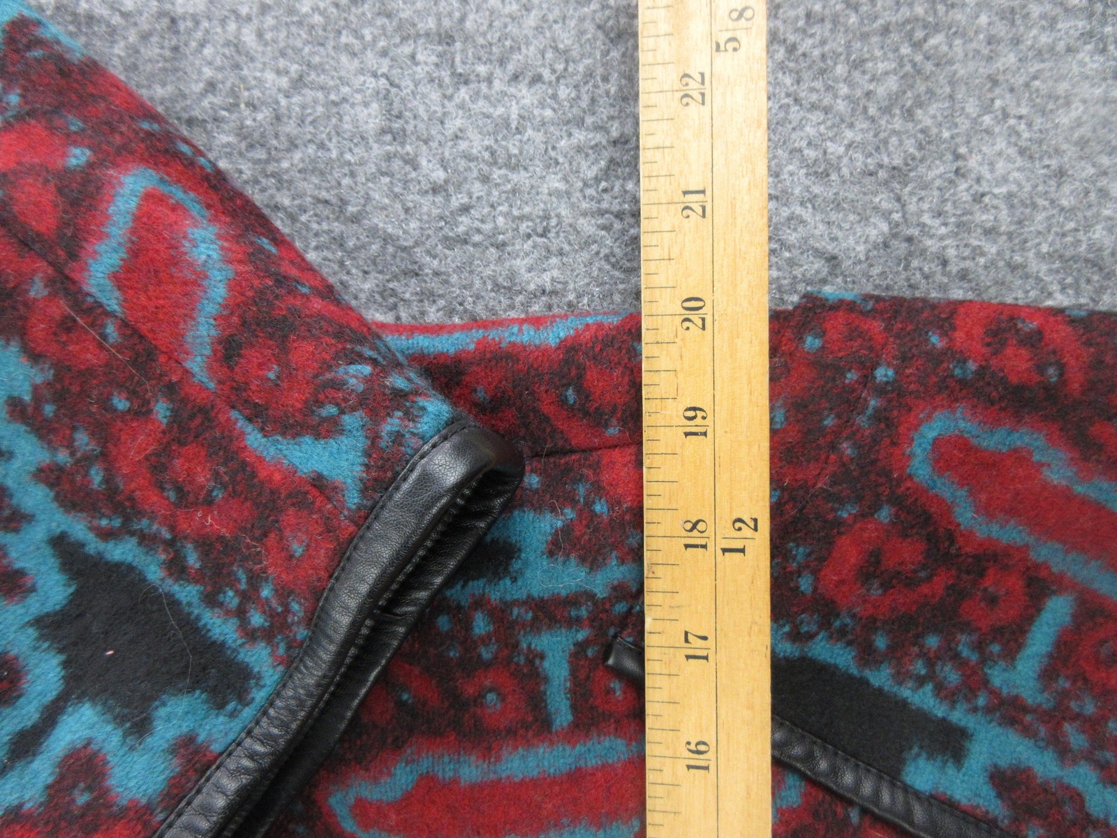 Cartonnier Coat Womens Large Red Tribal Geometric Buckle Wool Pockets Lined