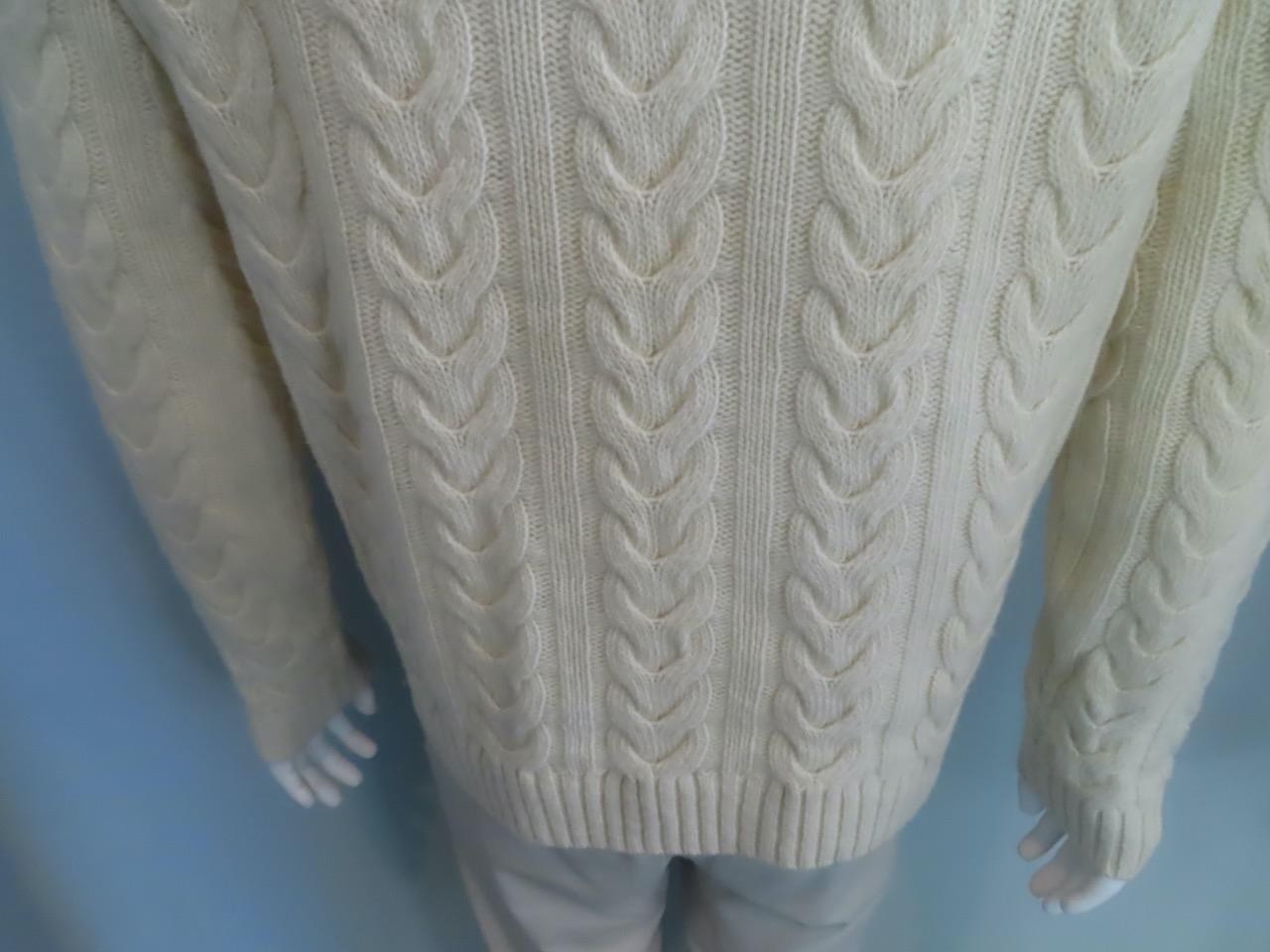 Todd Snyder Cream Merino Wool Cable Knit Crew Neck Pullover Sweater Size M