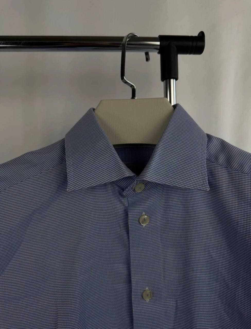 Eton Blue Dress Shirt Men’s Button Up Formal Business Office Luxury Size:М