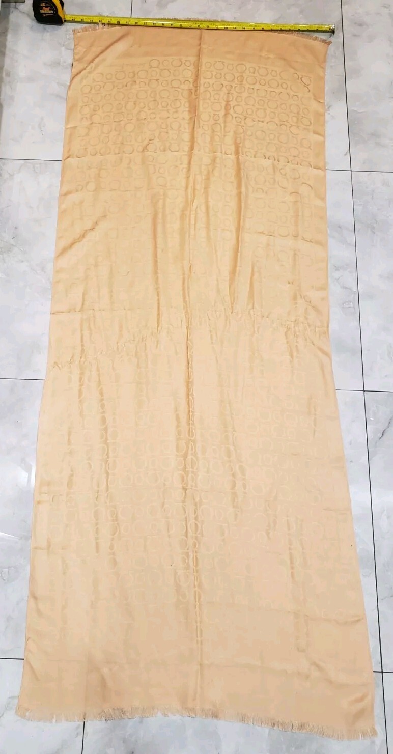 SALVATORE FERRAGAMO Solid Peach Orange Silk Wool Blend XL Scarf 70″L 30″W ITALY