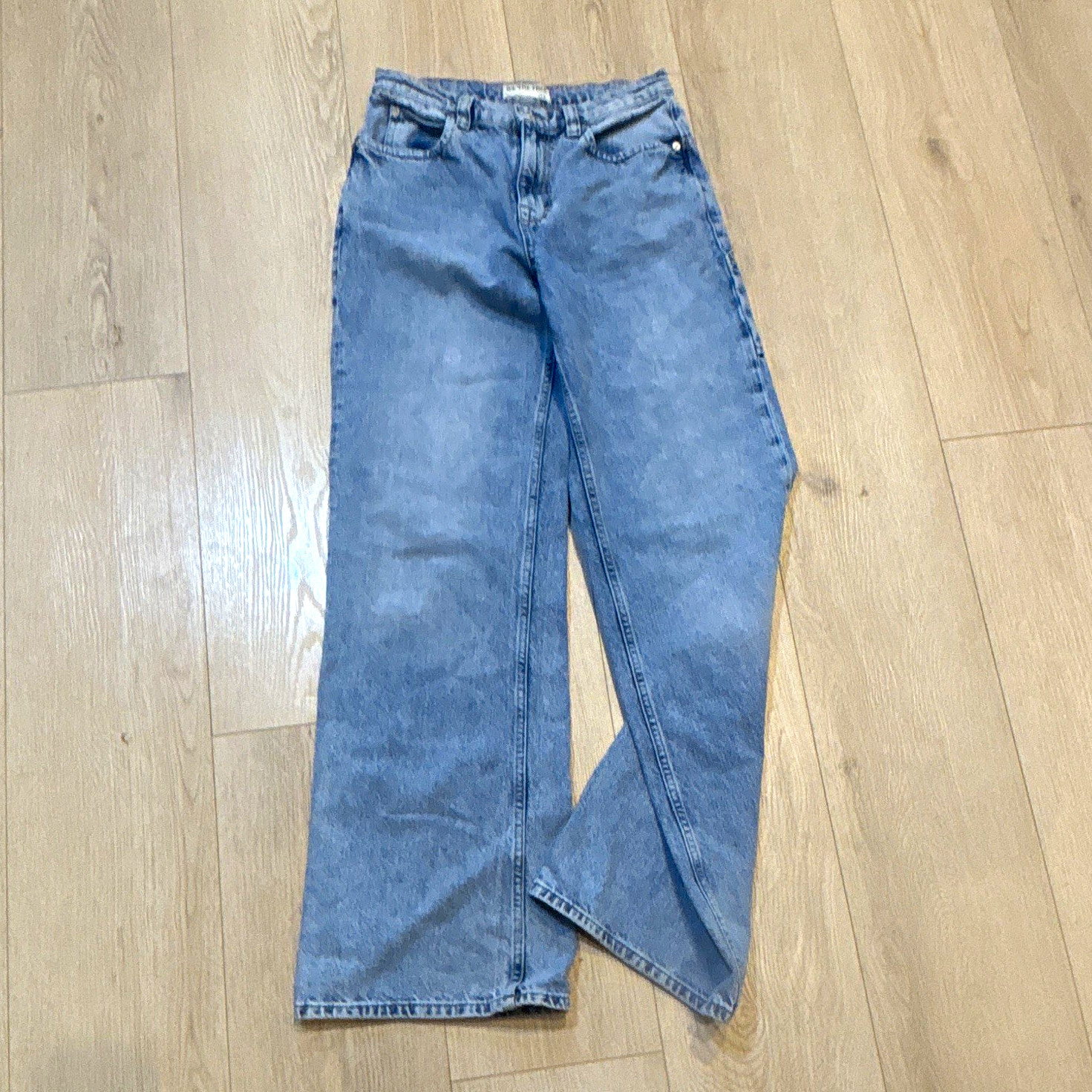 We The Free Women’s Light Wash Blue Denim Jeans Wide-Leg Regular Fit 5-Pocket