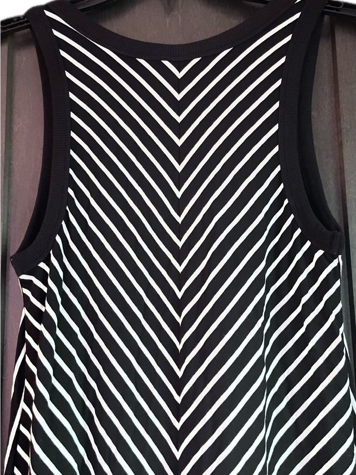 Cabi ATC Wink Dress Black White Multi Stripe Asymmetrical Midi Dress Size XS