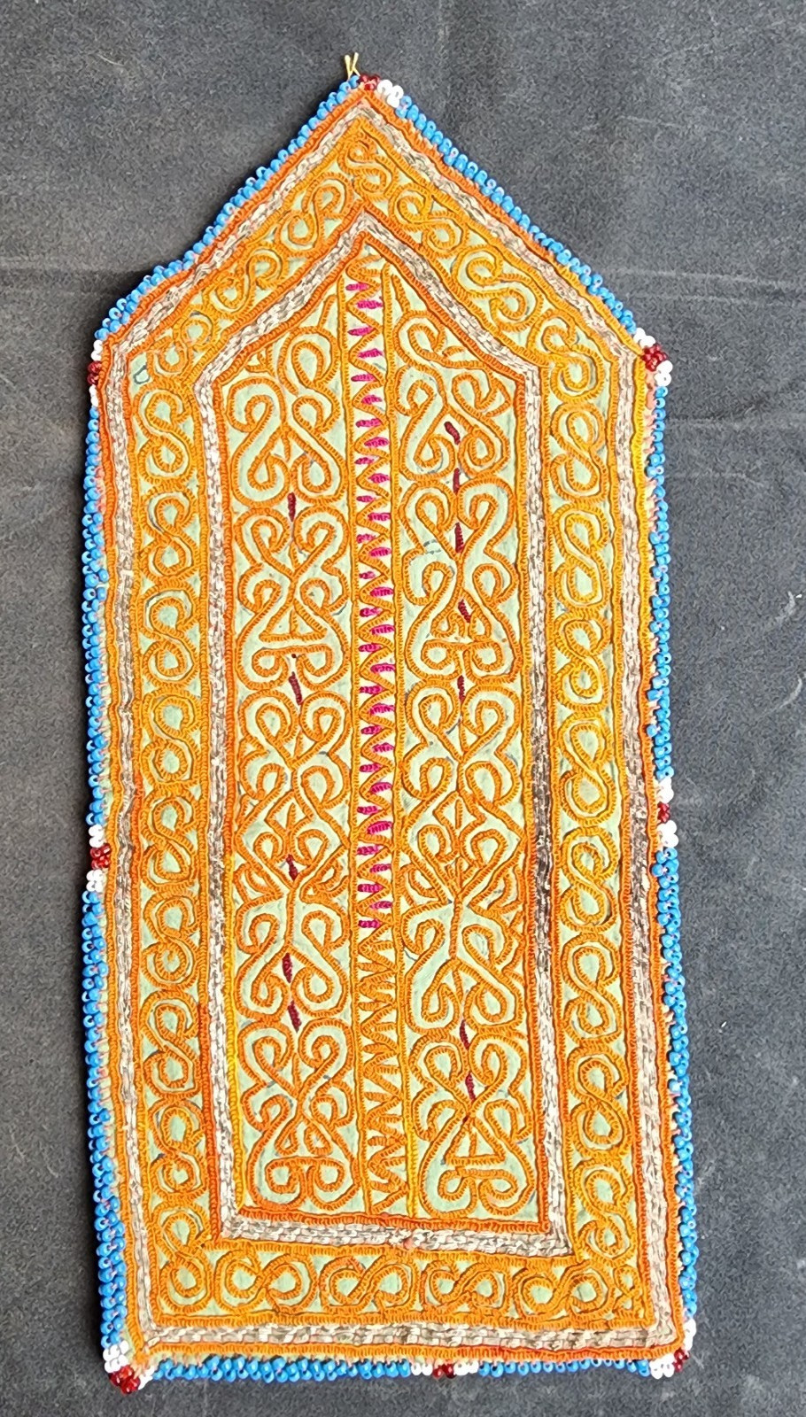 Kuchi Afghan Pouch Wallet Handmade Beaded Orange-Yellow Embroidered