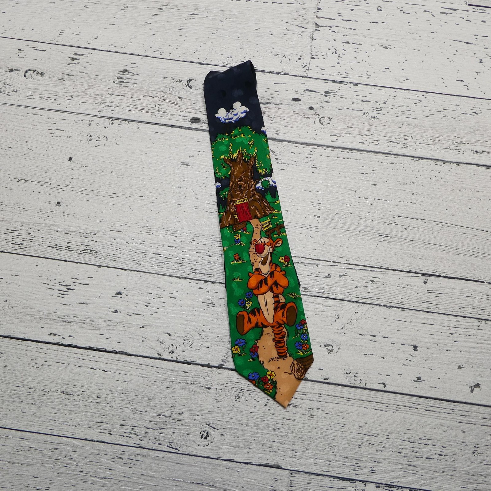 Tigger Tie Mens One Size Green Disney Winnie Pooh Silk Cartoon Novelty Necktie