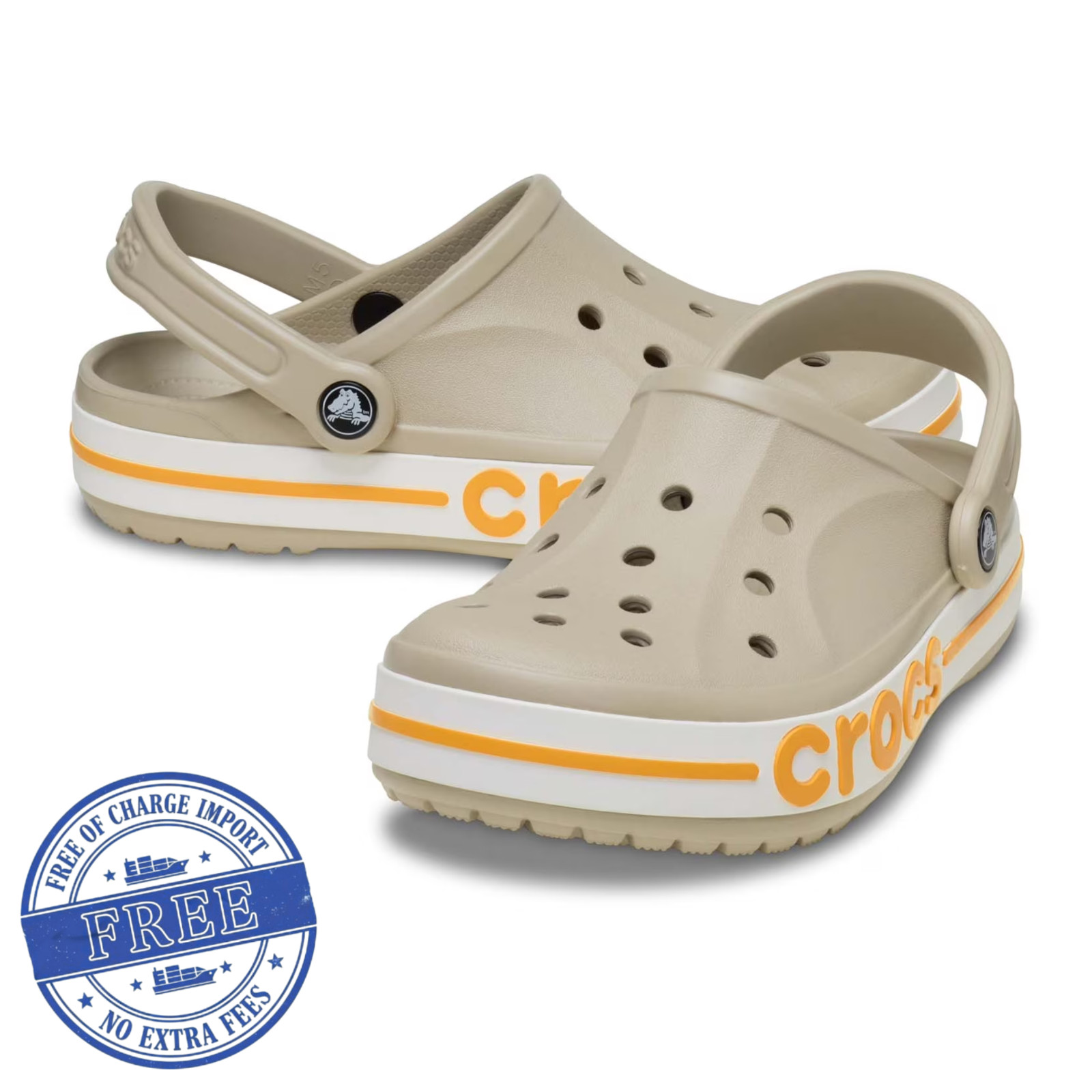 Crocs Unisex Bayaband Clog Men’s Women’s Lightweight Comfort Cobblestone Size US