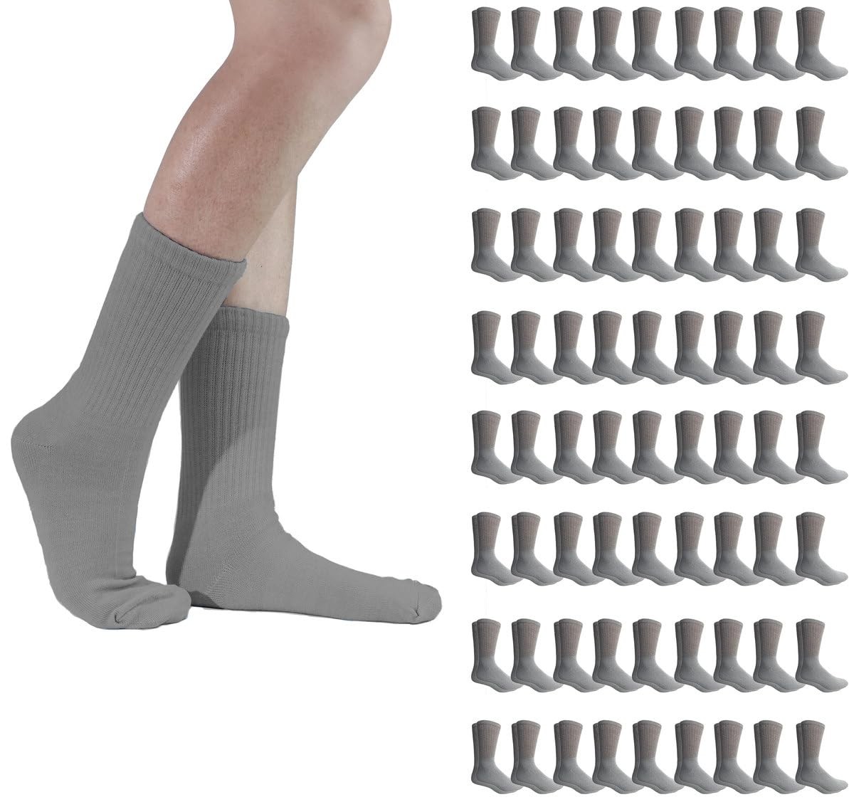 72 Pairs of Mens and Womens Bulk Lightweight Cotton Crew Socks, Wholesale Sock