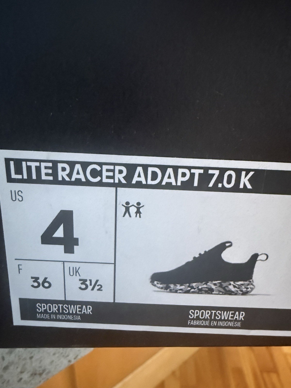 Adidas Lite Racer Adapt 7.0 Youth Runnings Shoe Size 4