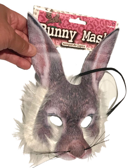 3D RABBIT CLOTH HALF FACE MASK Big Ears Bunny Halloween Easter Realistic Face