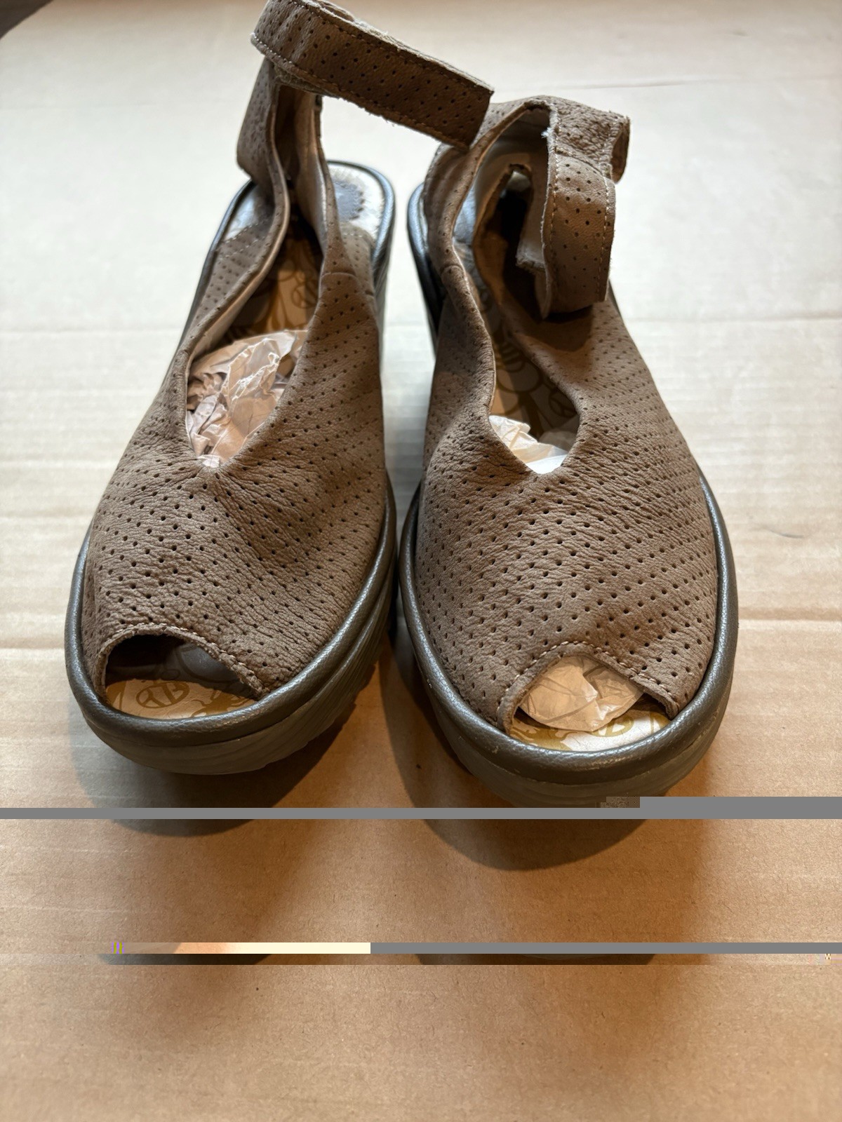 Fly London 40 (US 9/ 9.5) Brown Ankle Strap Wedge Sandal- No Original Box-