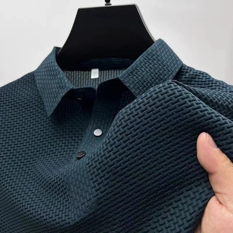 Men’s Breathable Summer Polo Shirt Short Sleeve Business Casual Solid Top Gift