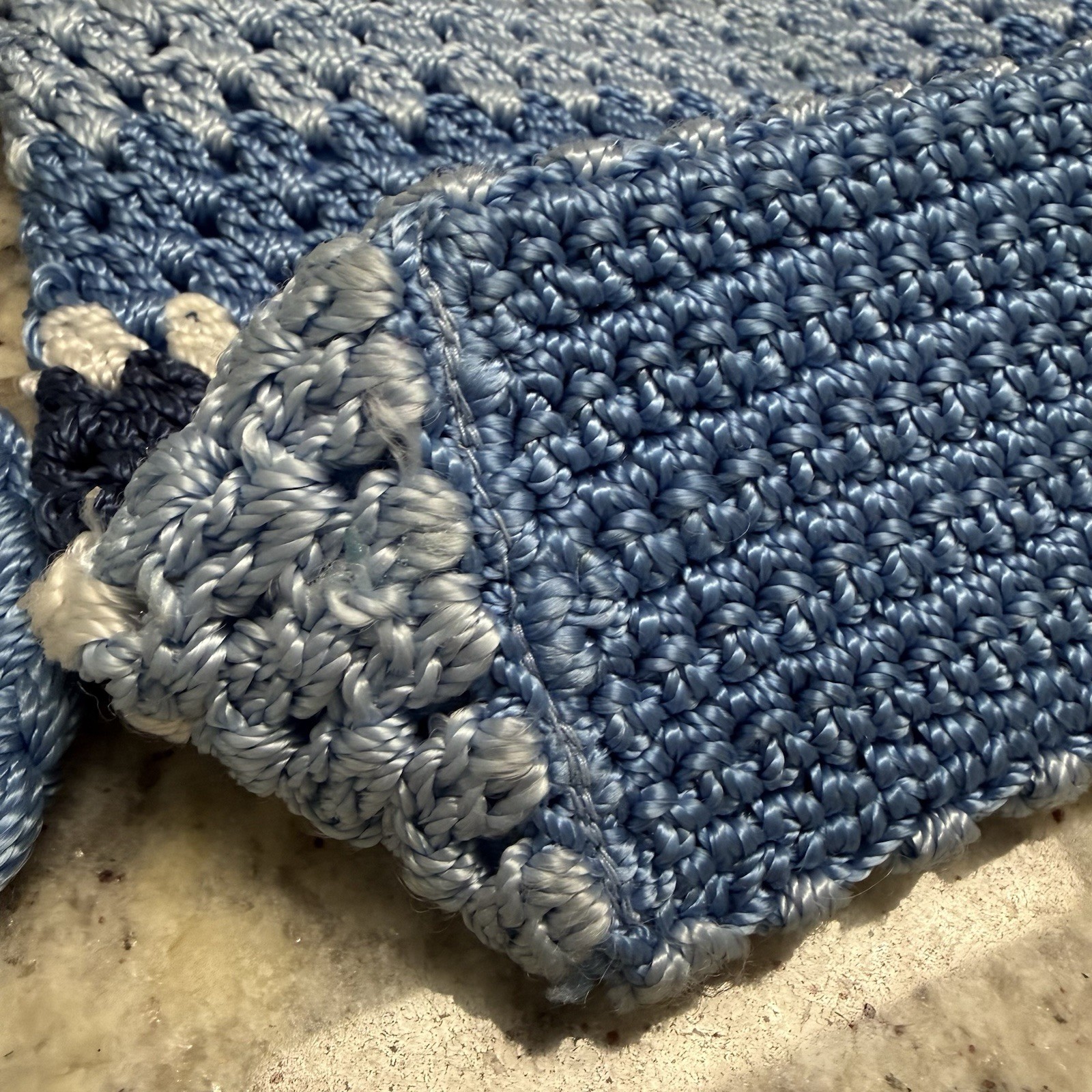Boho Crochet Women’s Blue and White Shoulder Bag New Without Tags Hippie Lina