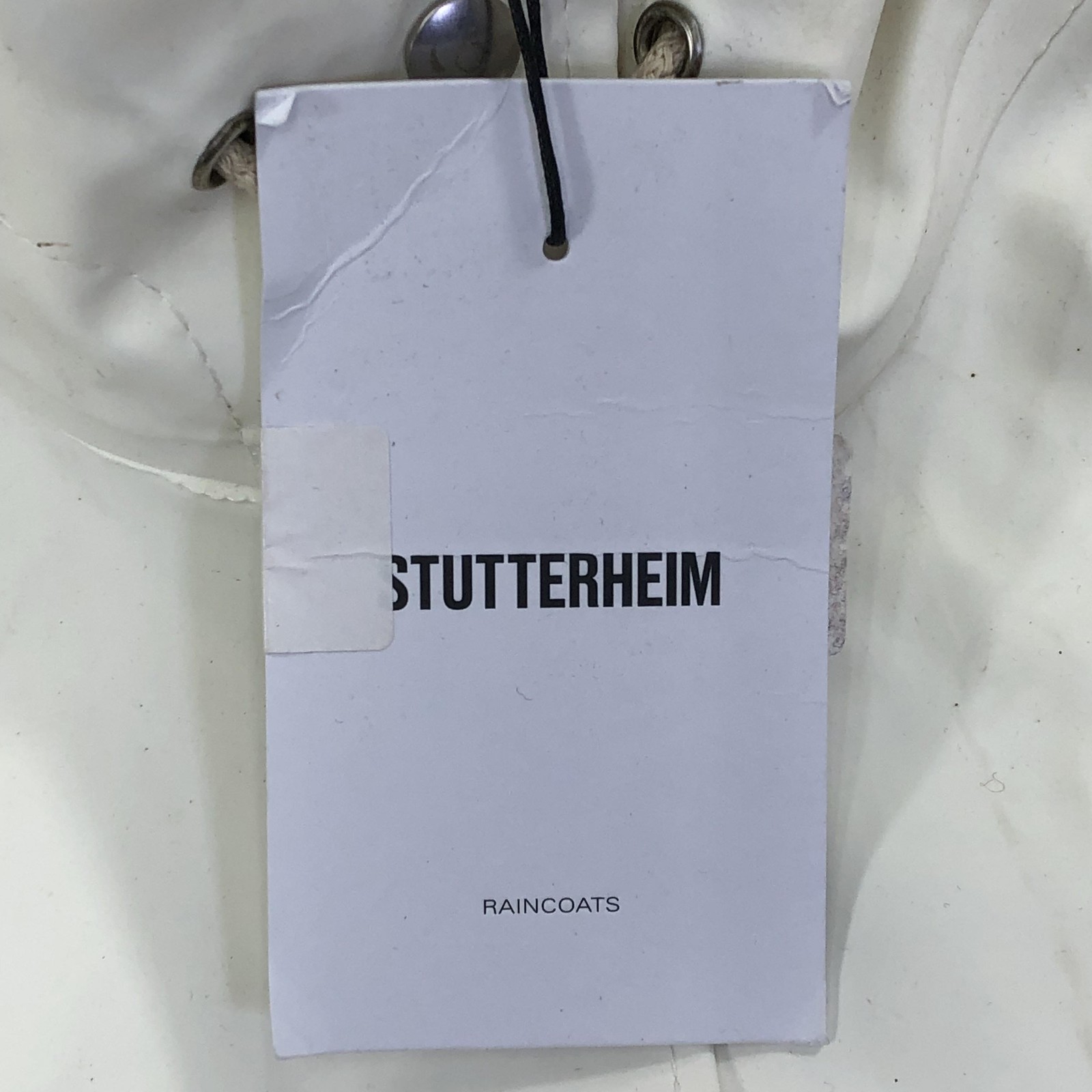 Stutterheim Mosebacke Rain Coat Womens M White Hooded Rubberized Waterproof
