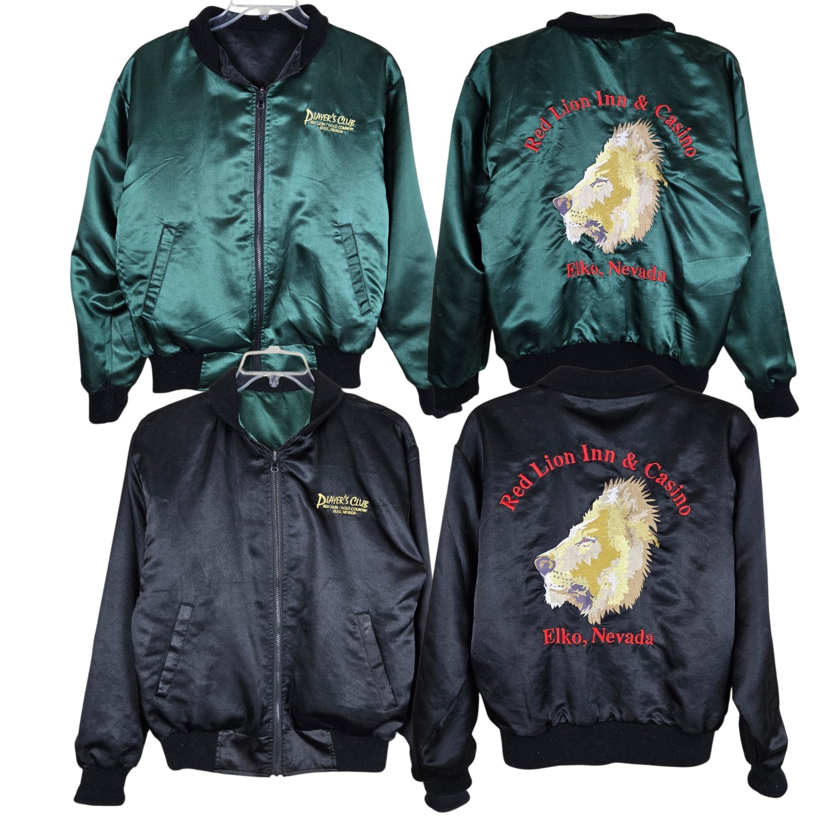 Red Lion Inn Casino Player’s Club Elko NV Bomber Jacket S Reversible Green Black
