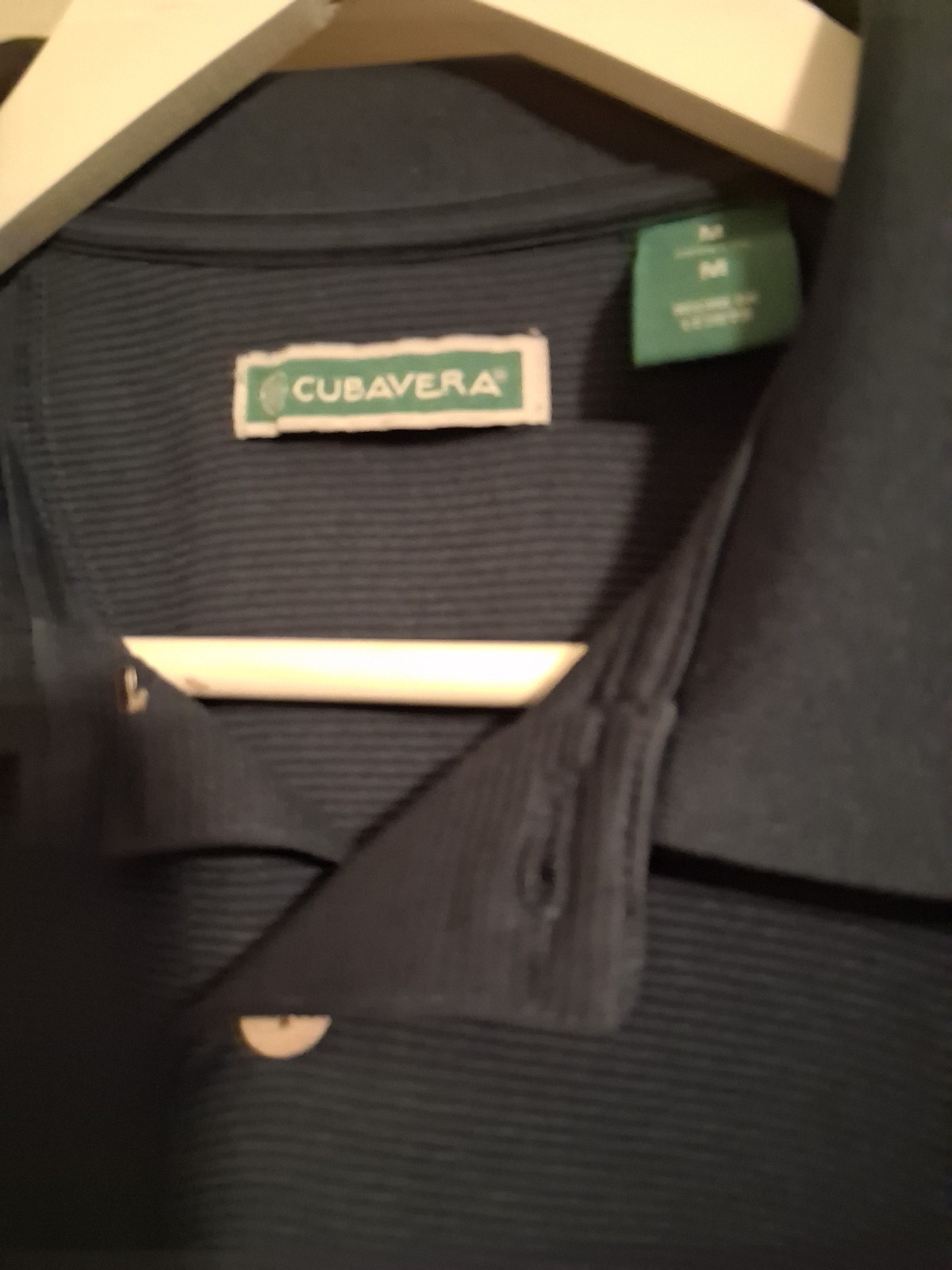 Cubavera Men’s Polo Shirt Blue Solid Short Sleeve Collared Button M
