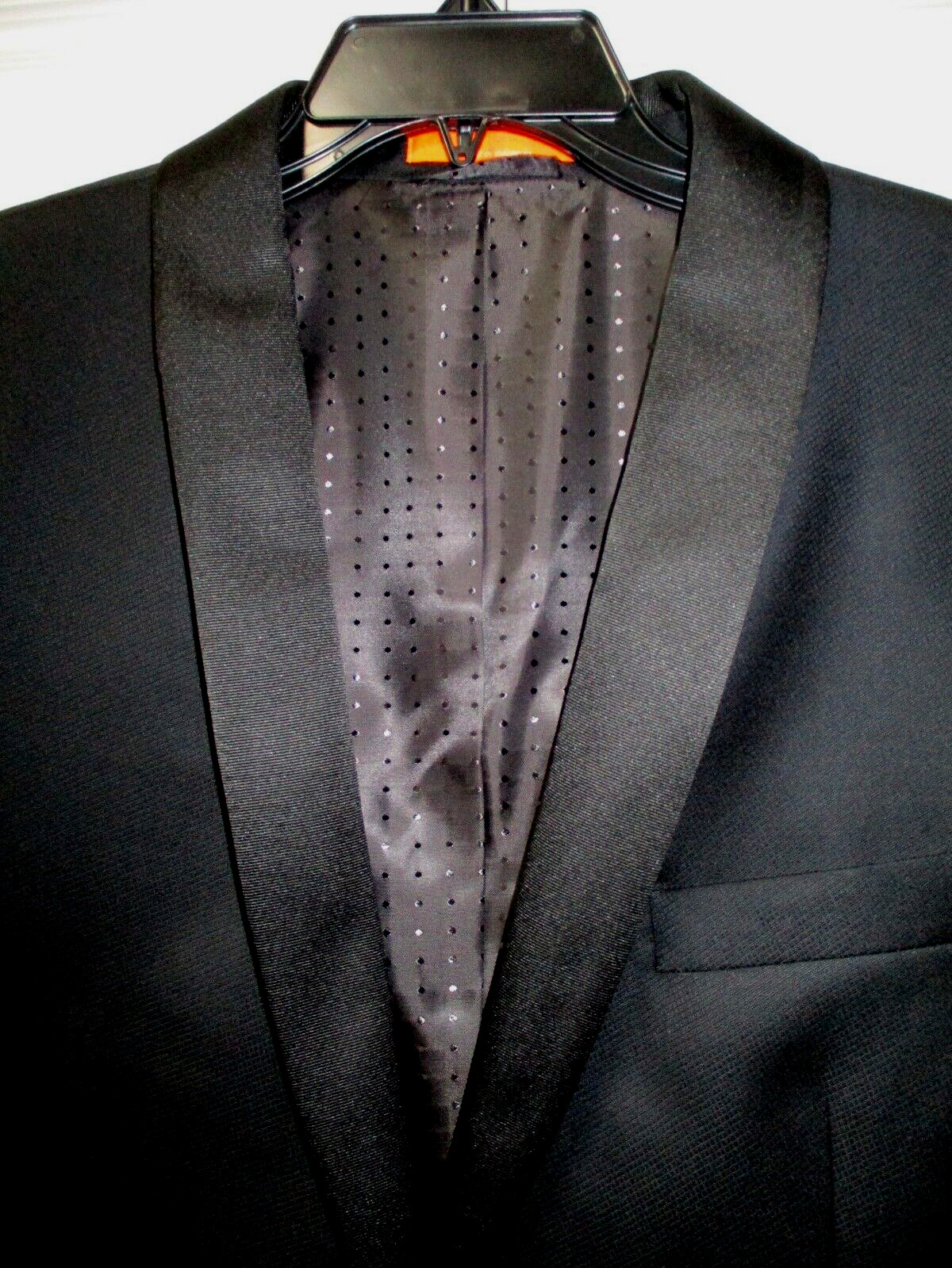 TALLIA Tuxedo Suit Jacket Mens 44R Black Slim Fit 100% Wool Shawl Lapel Formal