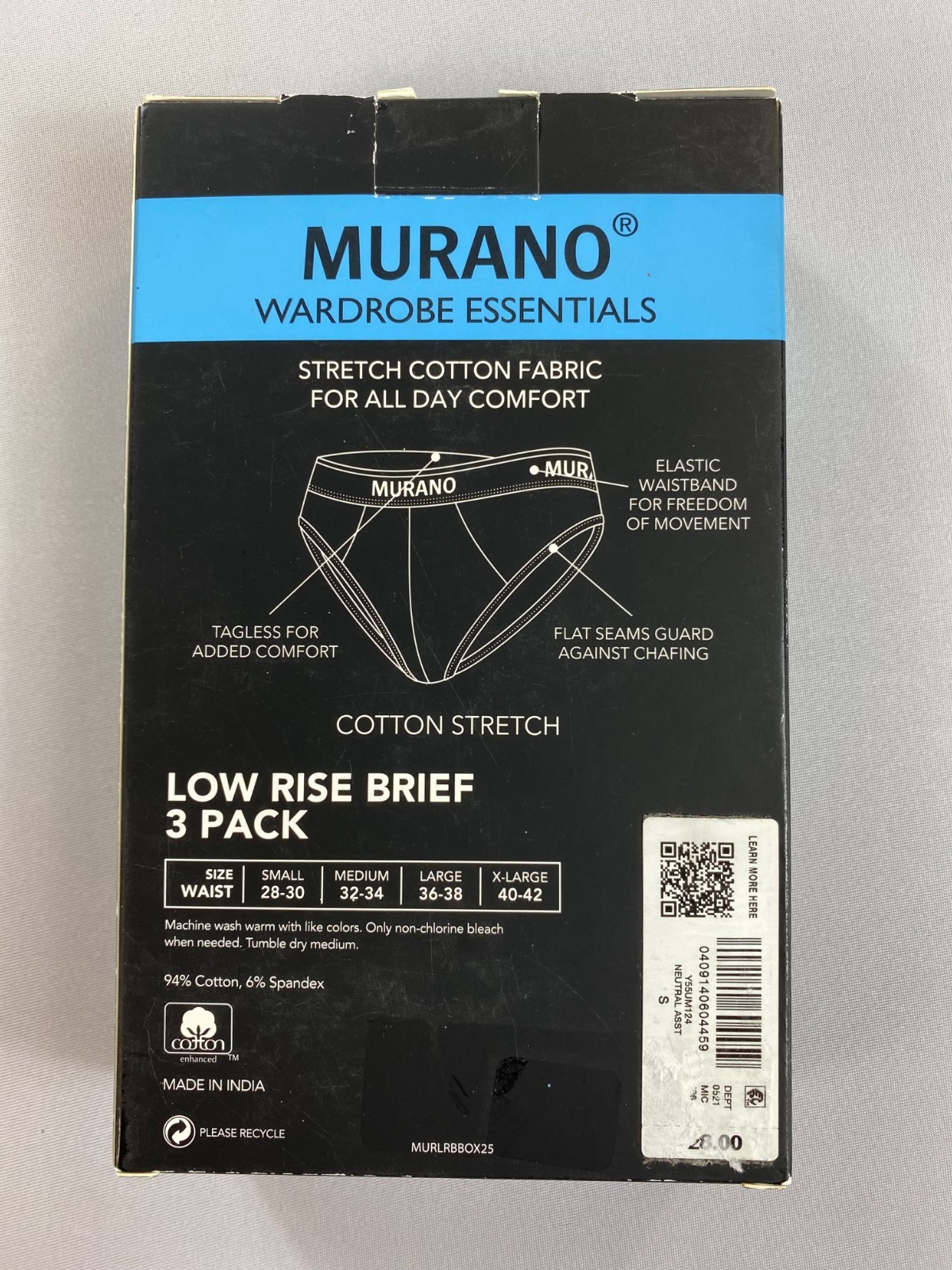 Men’s MURANO Cotton Stretch LOW RISE BRIEF 3 Pack Underwear
