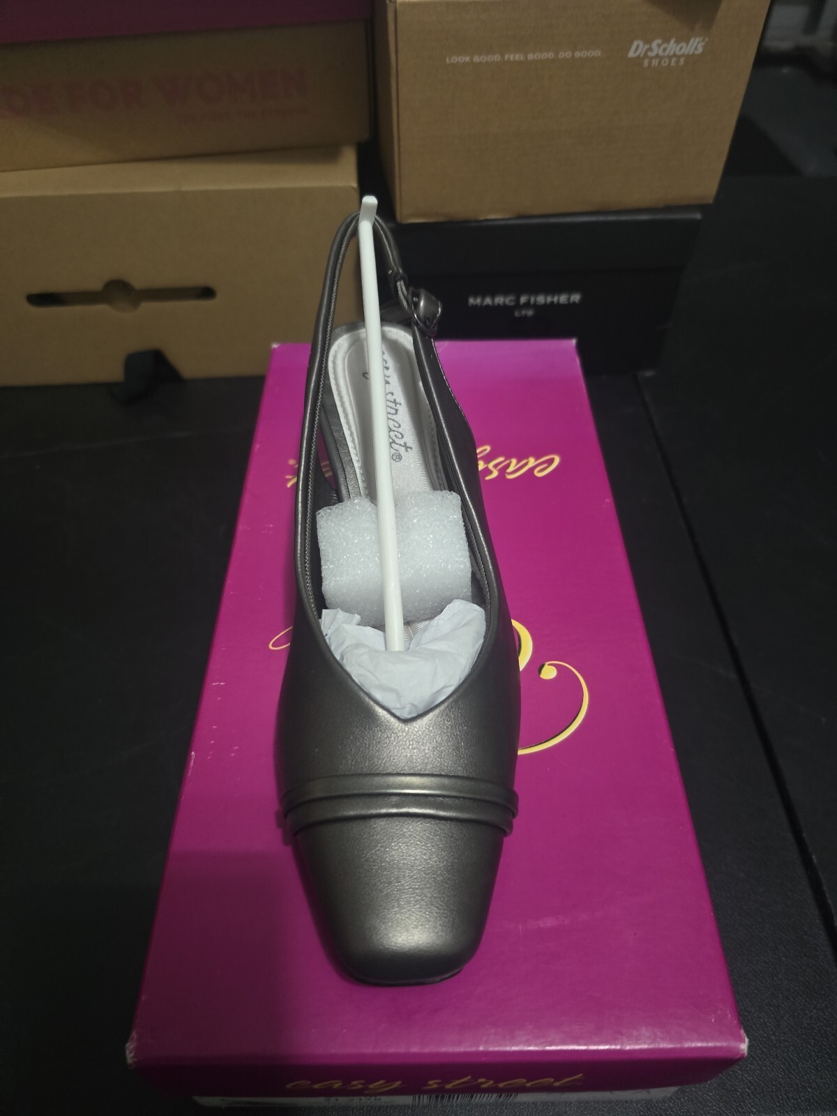 Easy Street Sayo Pewter Patent Slingback Pumps Women’s Size 6M