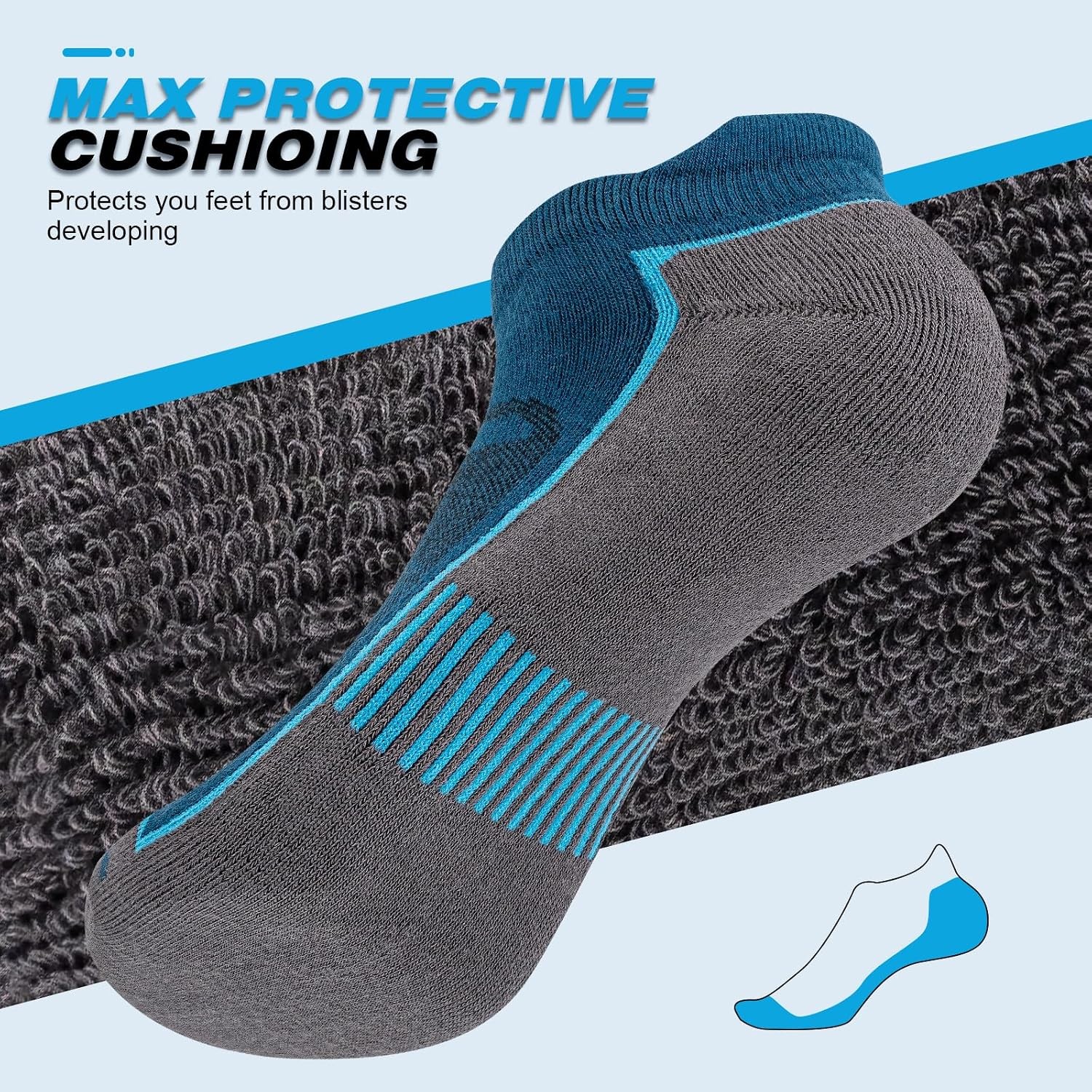 6 Pairs Cushioned Comfort Moisture Wicking Low Cut Cotton Blend Sports Everyday