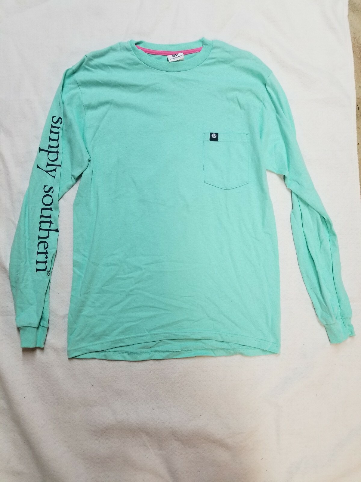 Simply Southern – Long Sleeve Graphic – Lght Aqua – Medium – Thanks A Yacht -NEW