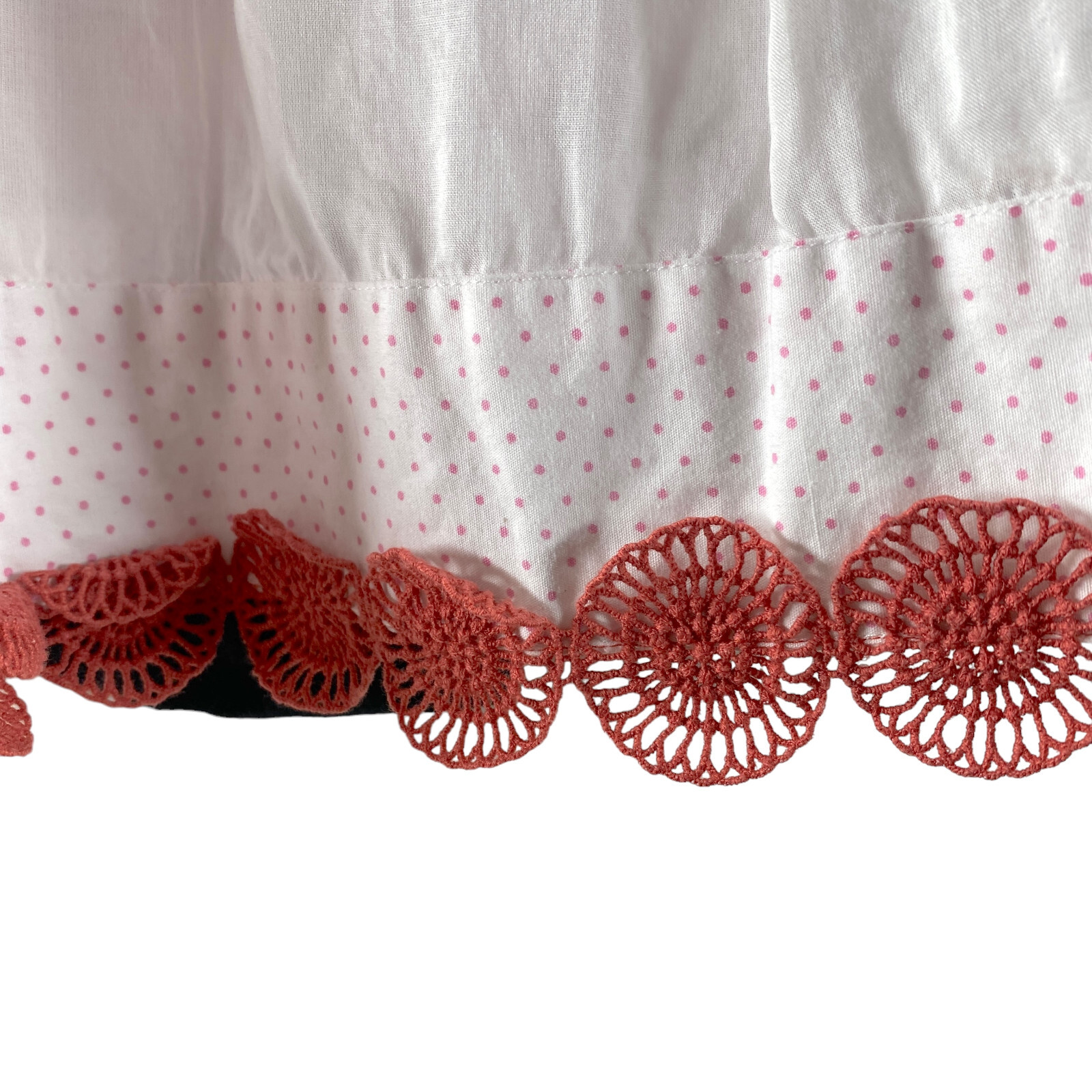 Anthropologie Leifsdottir Skirt Size 0 Pink Black Cotton Sea Anemone Crochet Hem