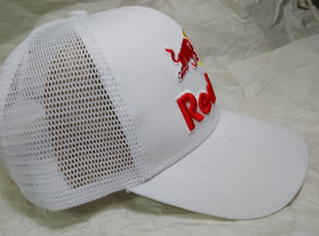 Red Bull Cap White Mesh Back Adjustable Snapback Hat NWT