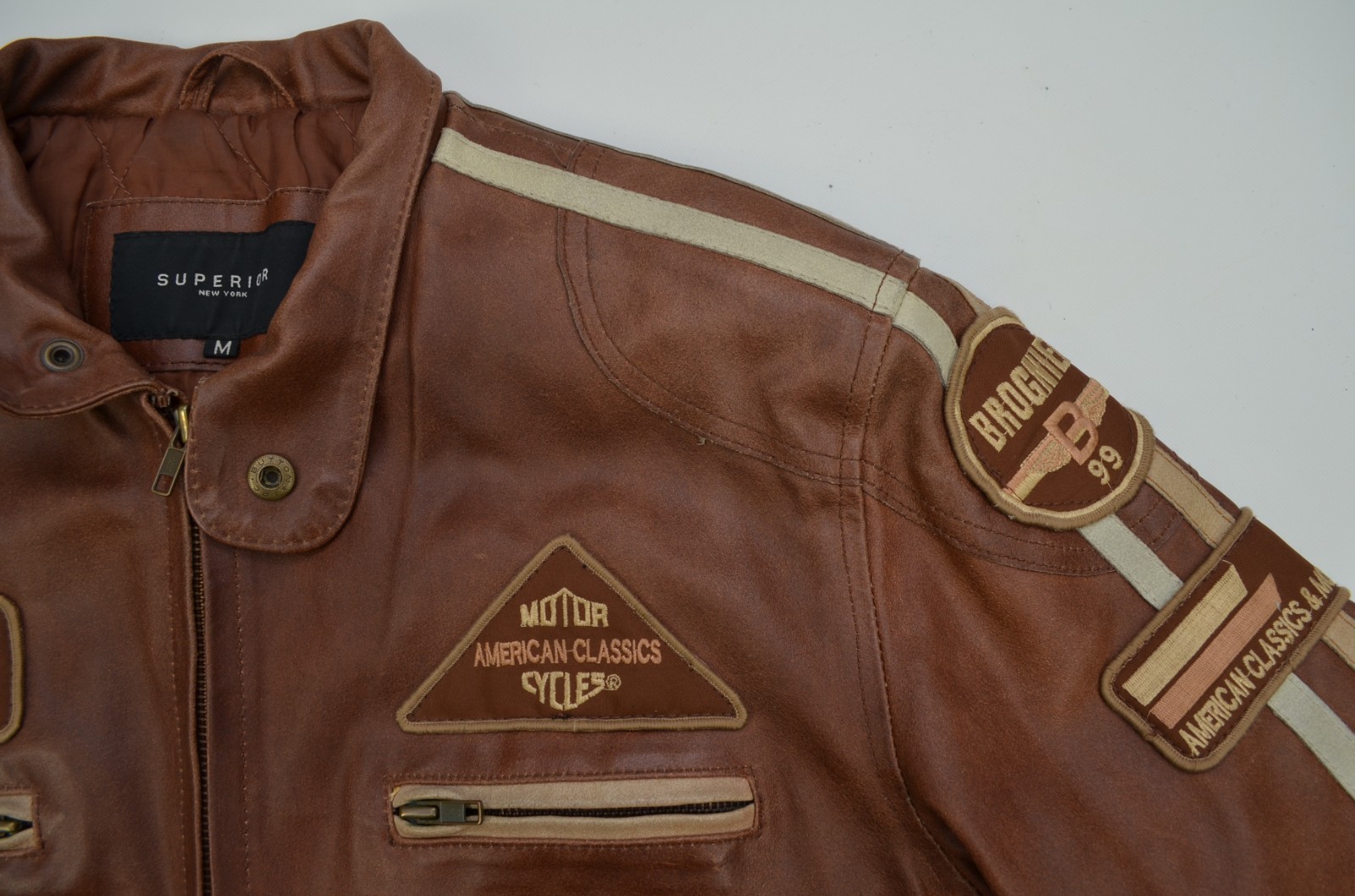 Vintage Superior New York Brogniez American Classic Motorcycle Leather Jacket M