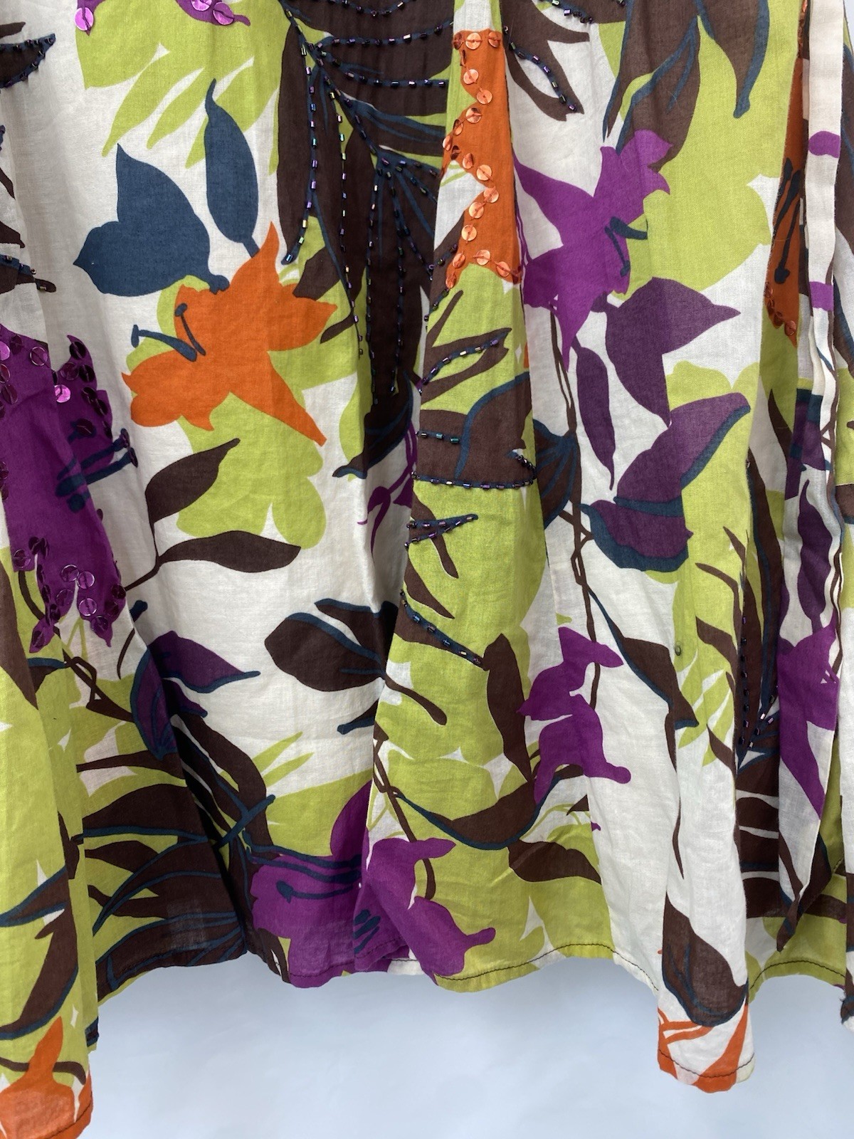 Rocha John Rocha Floral Cotton Summer Dress UK 12 V Neck Sleeveless Debenhams