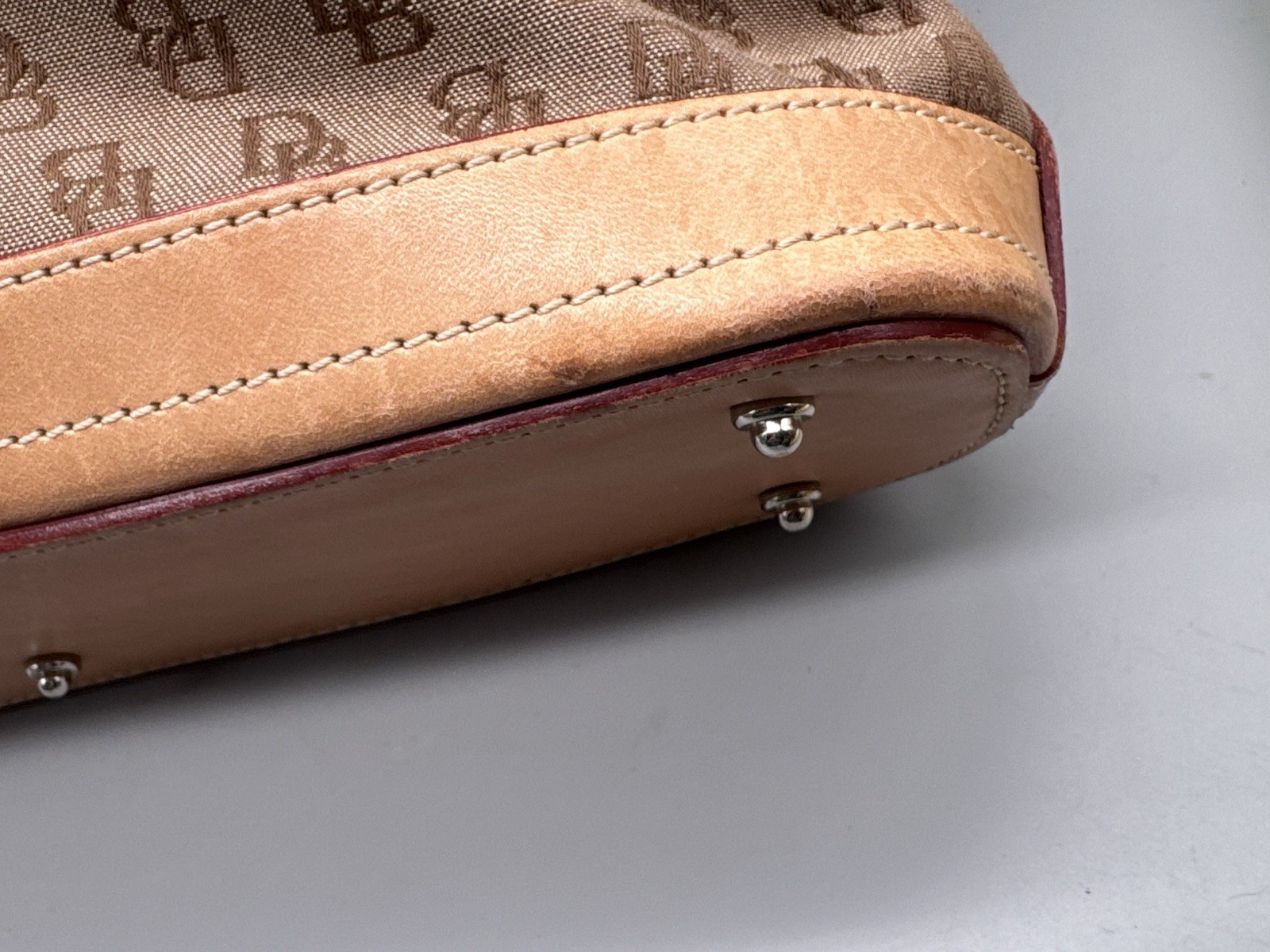 Dooney & Bourke Signature DB Tan Brown Shoulder Purse Tote Bag Handbag